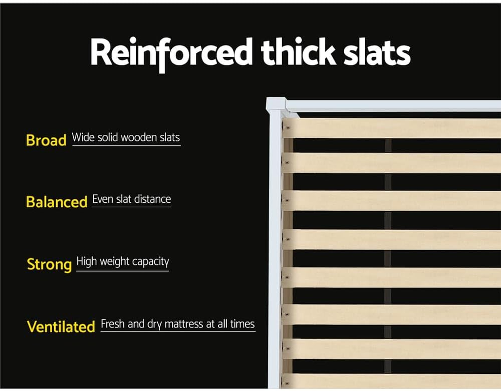 Artiss Bed Frame Wooden Single, White Single Bed Base with 26Cm of Storage Space, Sturdy Timber Bed Frame, Solid Pine Wood Platform，Platform Base with Headboard for Guest Room, No Box Spring Needed image number 3