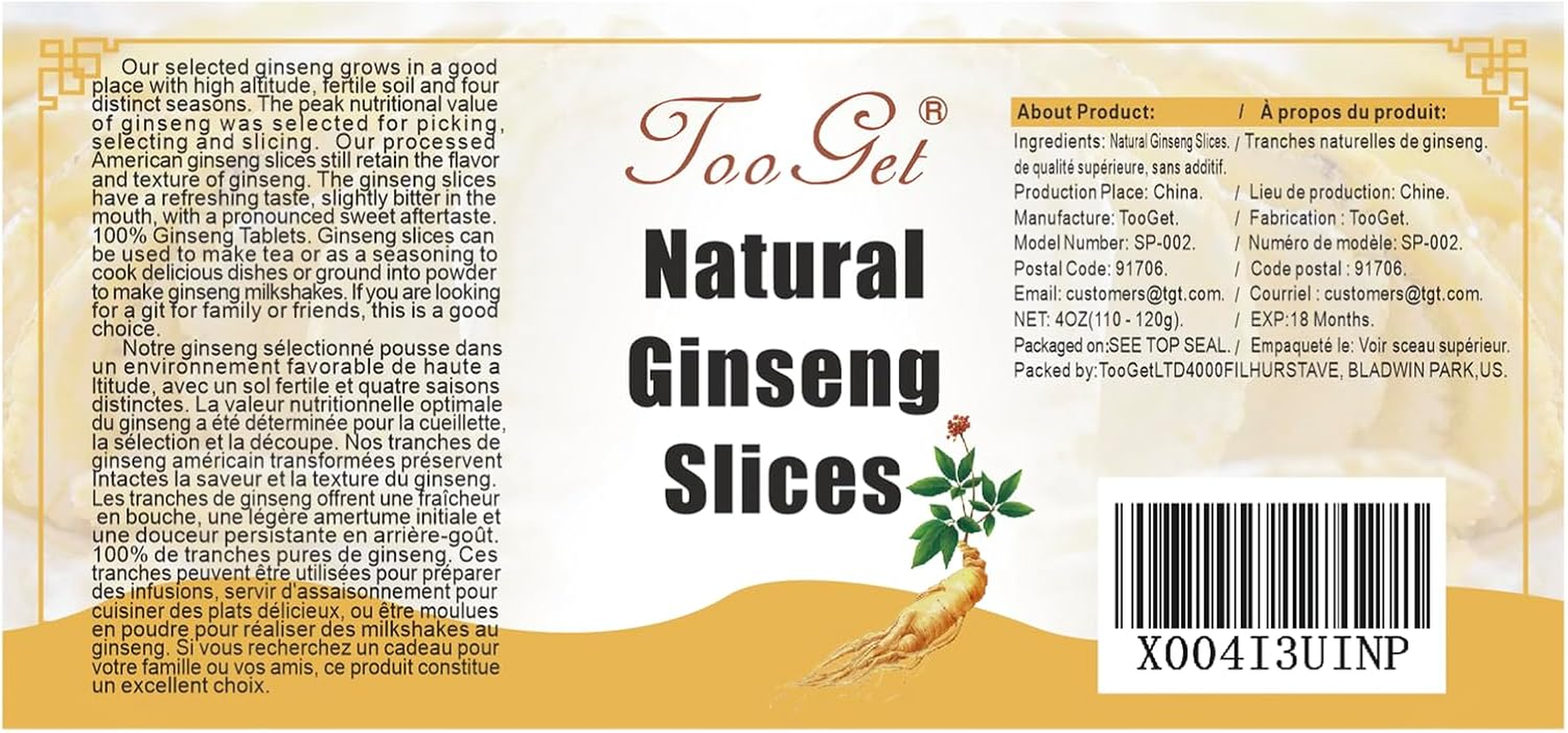 Tooget Ginseng Slices, 4 OZ Sliced Ginseng Root by Hand Picked for Soup, Tea, Congee to Promote Good Health - Men and Women image number 6