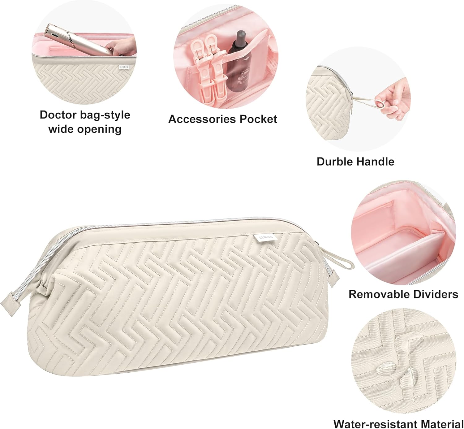 Leudes Hair Tools Travel Bag for Shark Flexstyle Carrying Case Portable Shark Hair Air Wrap Dryer Case Waterproof Dustproof Flat Curling Iron Travel Organizer (Beige)