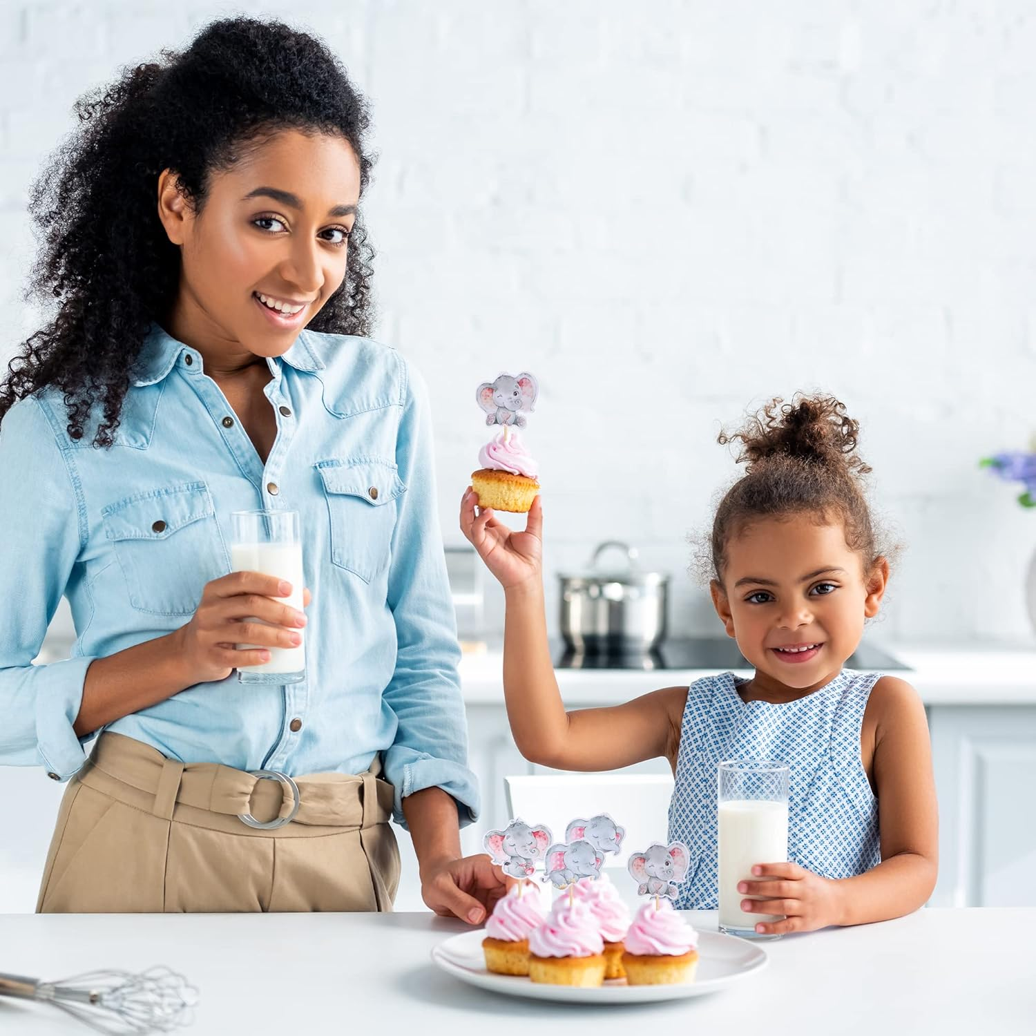 36 Pack Baby Elephant Cupcake Toppers Pink Elephant It'S a Girl Cupcake Picks Decorations for Elephant Theme Gender Reveal Baby Shower Kids Girls Birthday Party Supplies image number 6