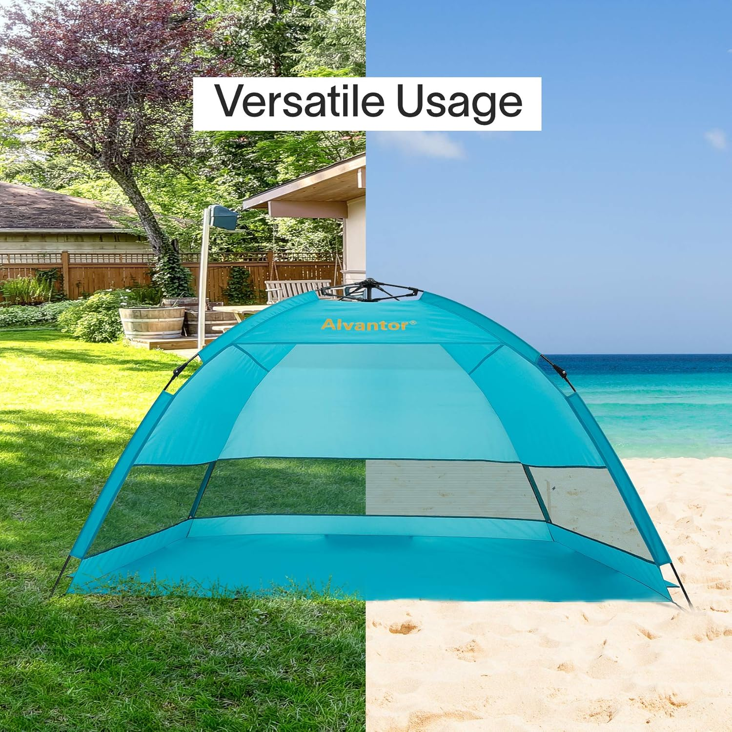 Alvantor Beach Tent Coolhut plus Beach Umbrella Sun Shelter Cabana Automatic Pop up UPF 50 Sun Shade Portable Camping Hiking Canopy Easy Set up Light Weight Windproof Stable 2-3 Person image number 4