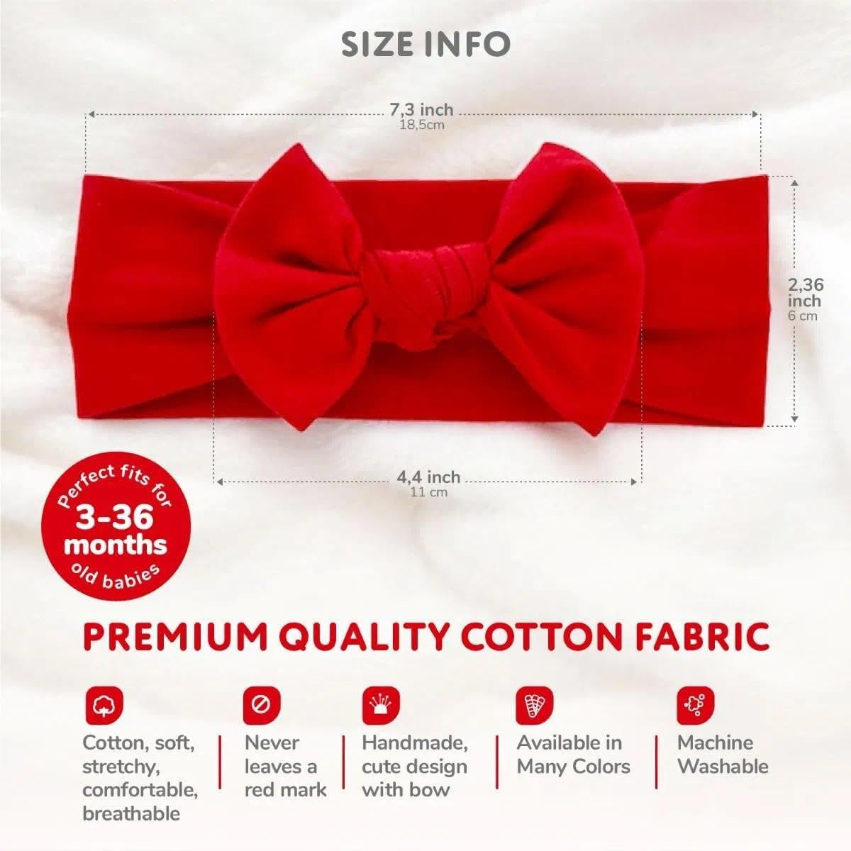 Cotton Infant Headbands with Bow Design - Handmade Baby Hair Bands for Everyday & Special Occasions