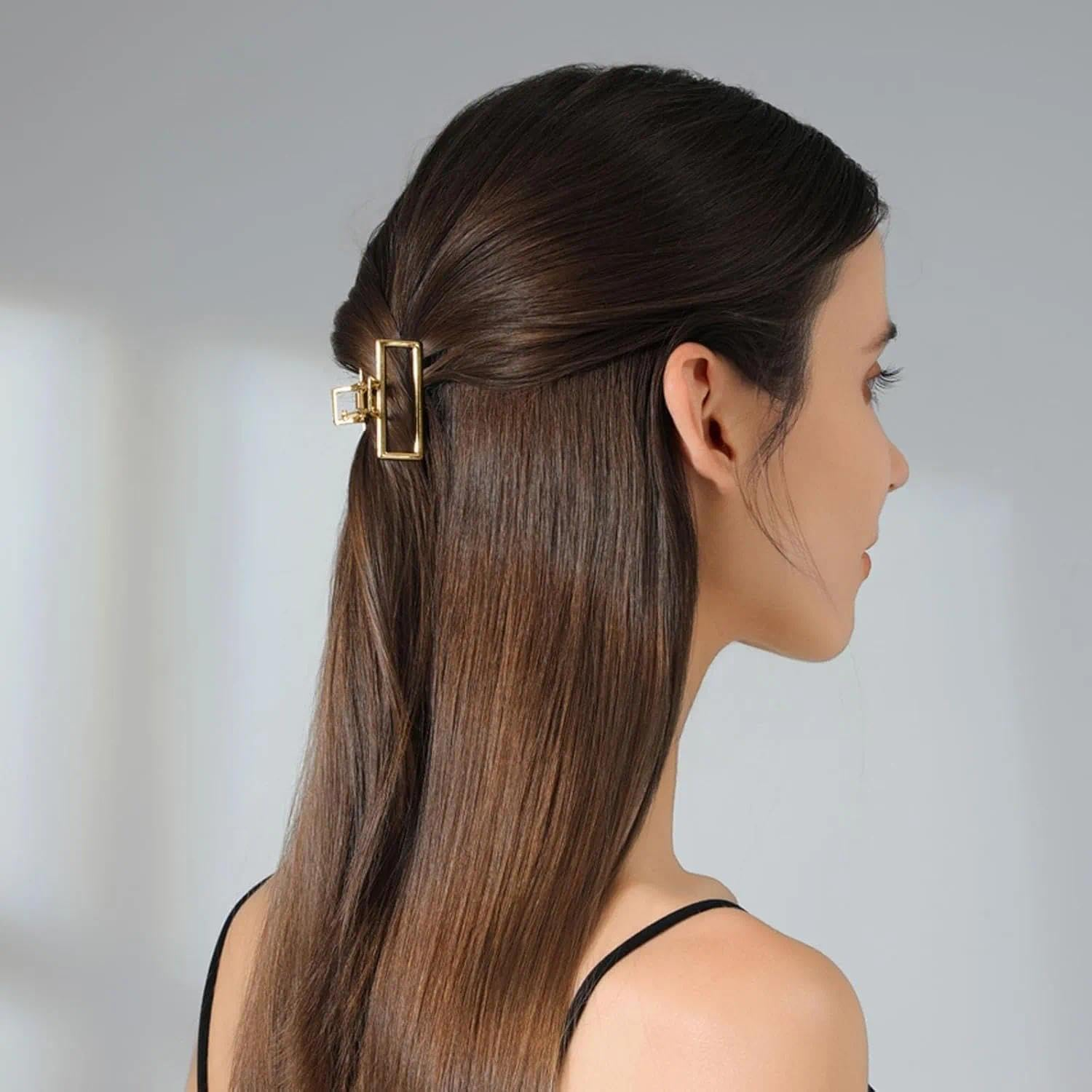 Metal Small Claw Clip, Gold Hair Accessory 4.6-5.1 Cm for Women Girls, Compatible with Long Thick Thin Straight Curly Wavy Hair CRFY image number 4