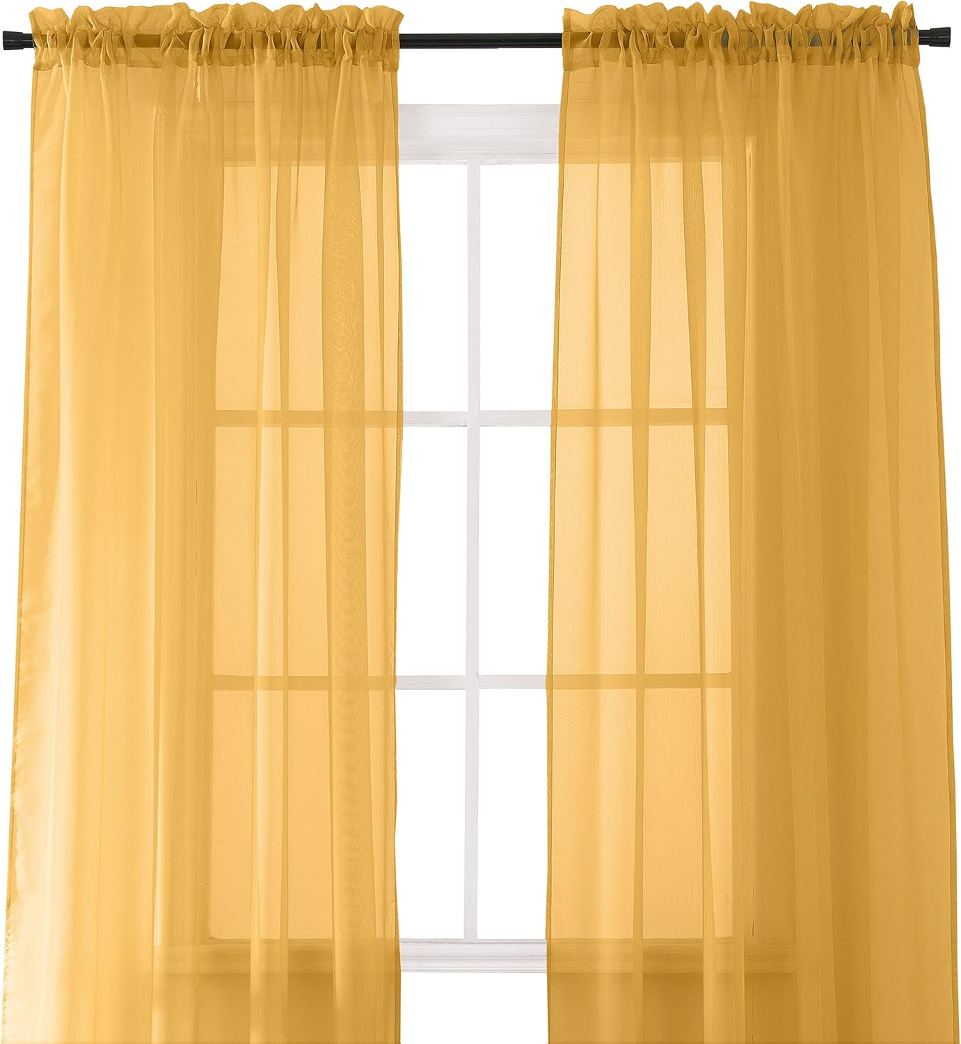Elegant Comfort 2-Piece Sheer Panel with 2Inch Rod Pocket - Window Curtains 40-Inch Width X 84-Inch Length, Red