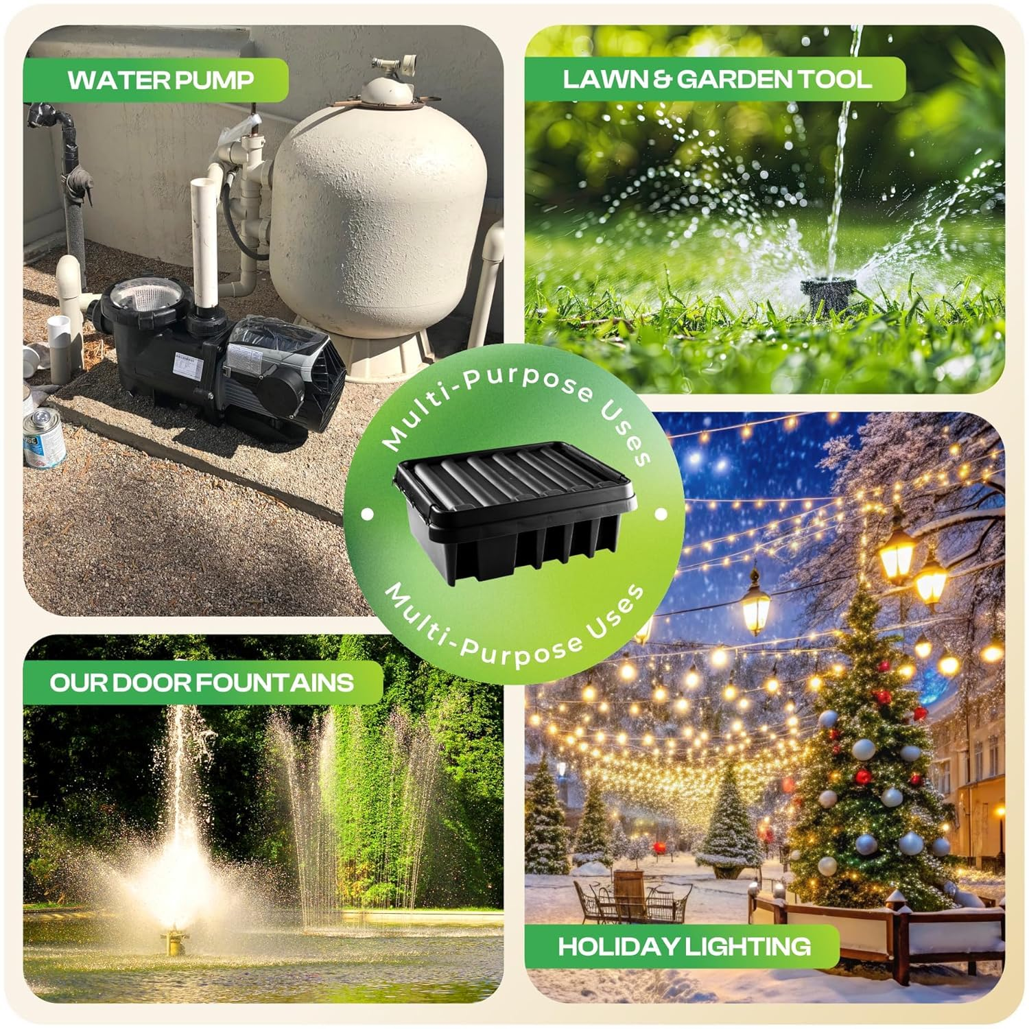 WADY Large Capacity Outdoor Cable Box - Weatherproof Electrical Enclosure for Garden Tools, Holiday Lights & Security Cameras, Durable Storage Solution with Cable Management image number 5