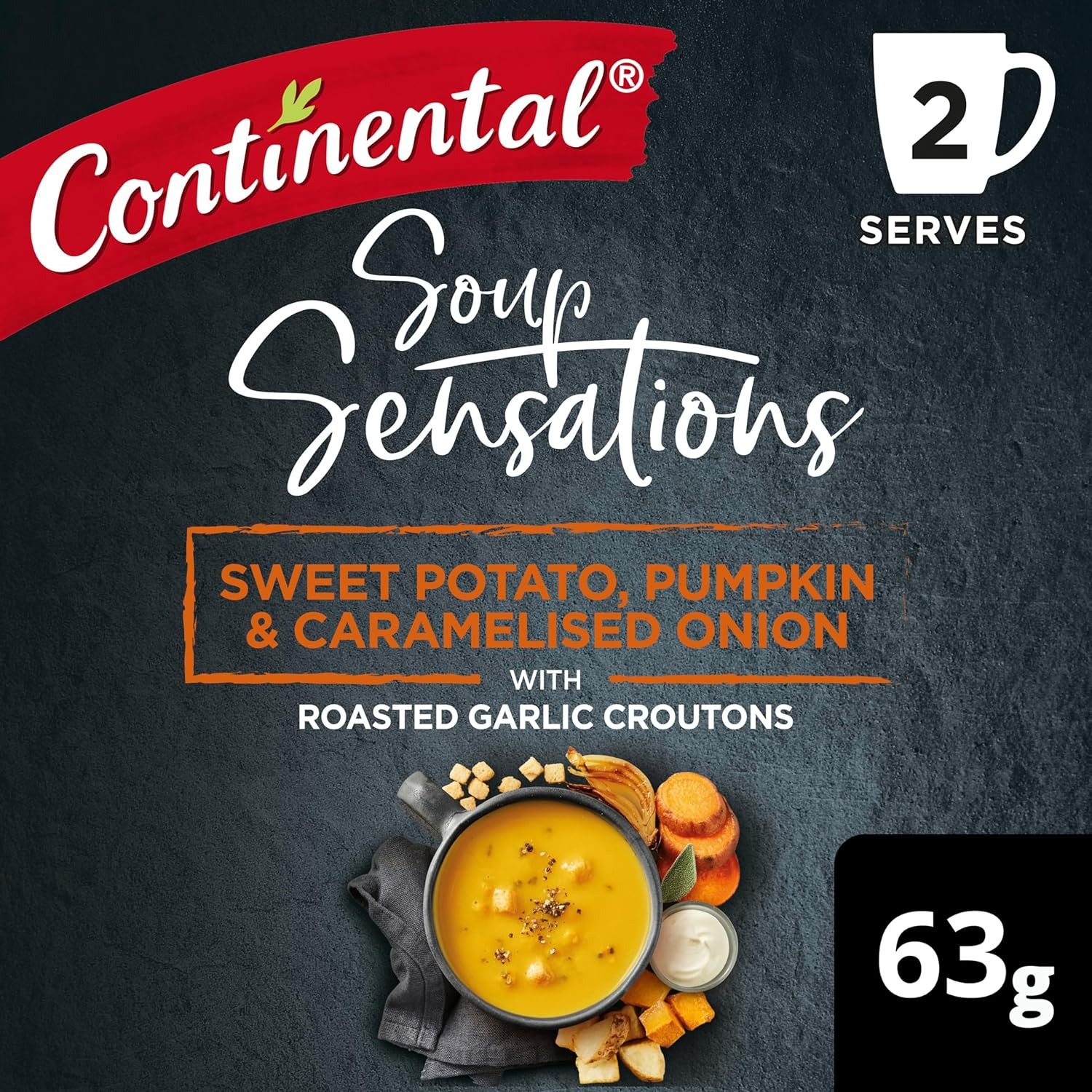 Continental Sweet Potato, Pumpkin and Caramelised Onion with Roasted Garlic Croutons Soup Sensations 63 G image number 4