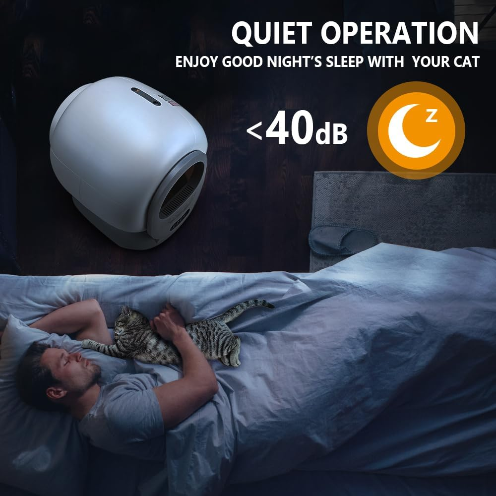 Taily Auto Self Cleaning Cat Litter Box, Automatic Self-Cleaning Cat Litter Box with Wifi App Control/Odor-Removal/Safety Protection, Extra Large Smart Litter Box for Multiple Cats, 65L White image number 3