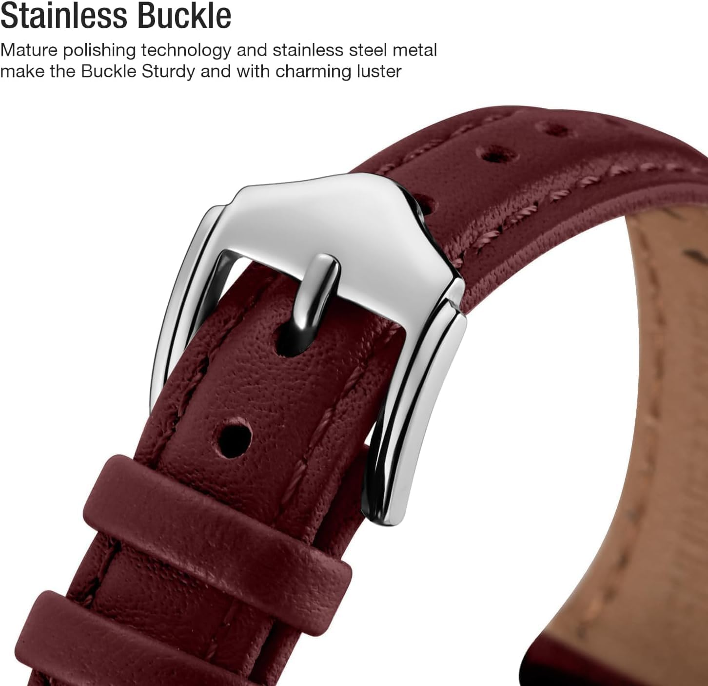 Leather Band Compatible with Apple Watch Strap Women, Genuine Leather Thin Slim Bracelet Bands for Iwatch Series 11 SE 10 9 8 7 6 5 4 3 2 1 Ultra (42Mm 41Mm 40Mm 38Mm) image number 4