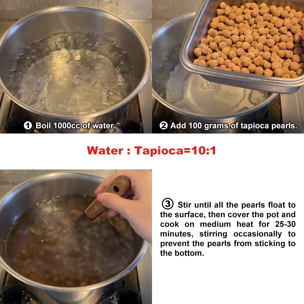 Miboba 1KG Large Black Tapioca Boba Pearls for Bubble Tea, Tapioca Pearl Perlas De Boba Tapioca Balls Pearls Large Boba - 35.25Oz image number 3