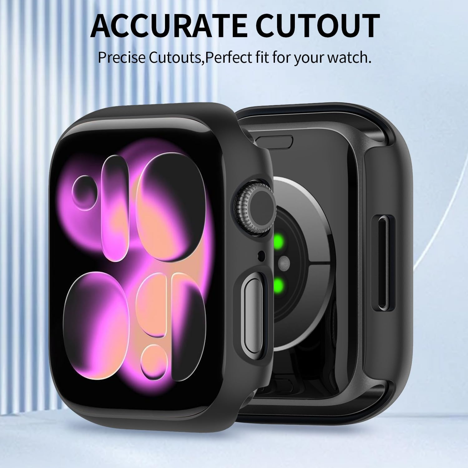 T Tersely(3 Pack) Case Compatible with Apple Watch Series 11/10-46Mm, Built-In Thin HD Tempered Glass Screen Protector Overall Cover Replacement for Iwatch S11/S10 2024 2025 - Black image number 1