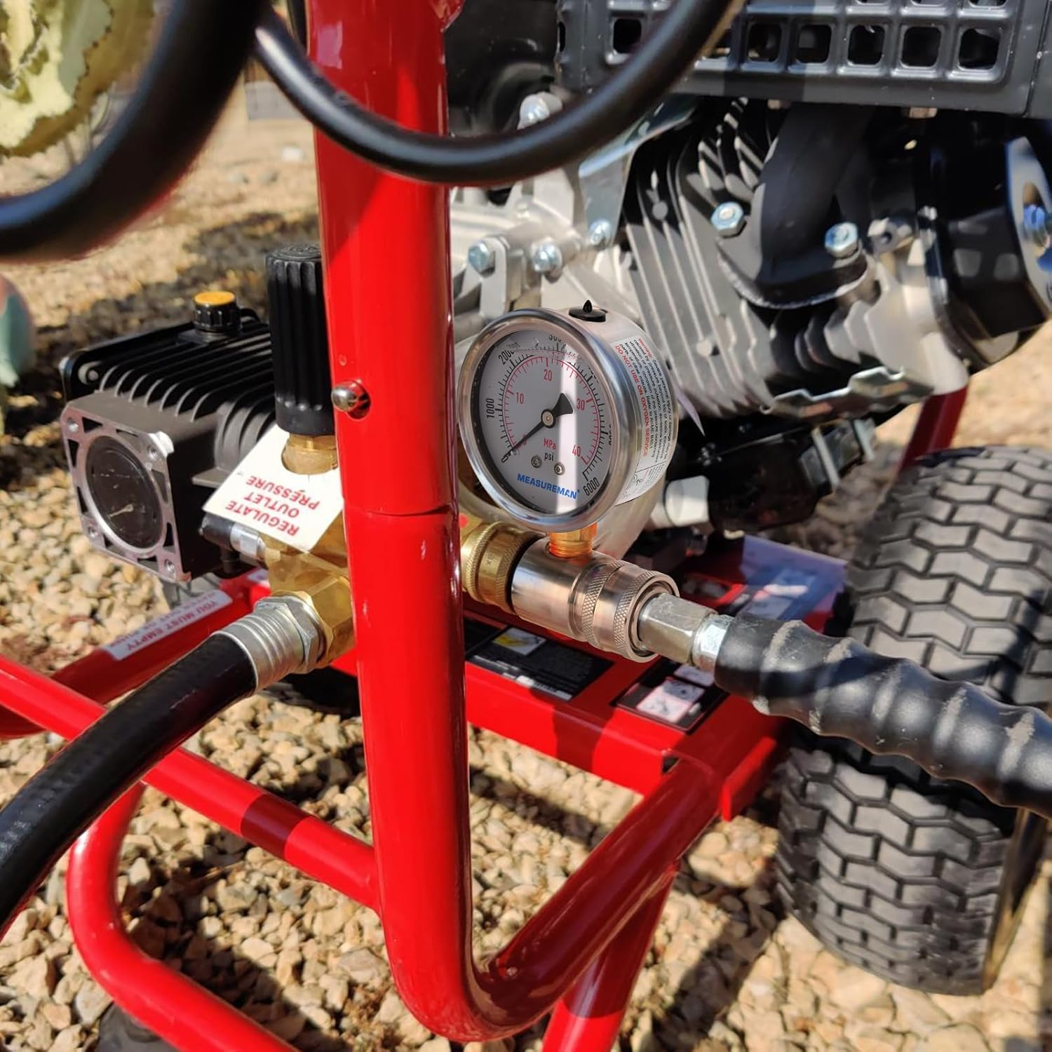 Measureman Pressure Washer Gauge Kit, 2-1/2 Inch, 6000 PSI, 3/8 Inch Stainless Steel Quick Connect, Liquid Filled Design image number 3