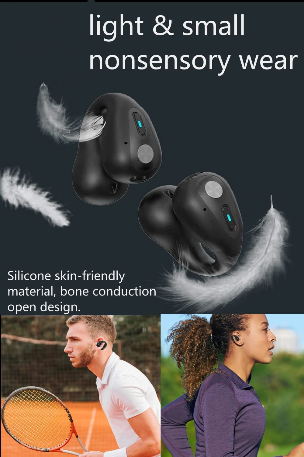 Wireless Ear Clip Bone Conduction Headphones Bluetooth Painless Open Ear Clip on Headphone,Waterproof Mini Sport Running Bicycle Earring Earphone,Noise Cancelling Hifi Quality Long Battery Life image number 2