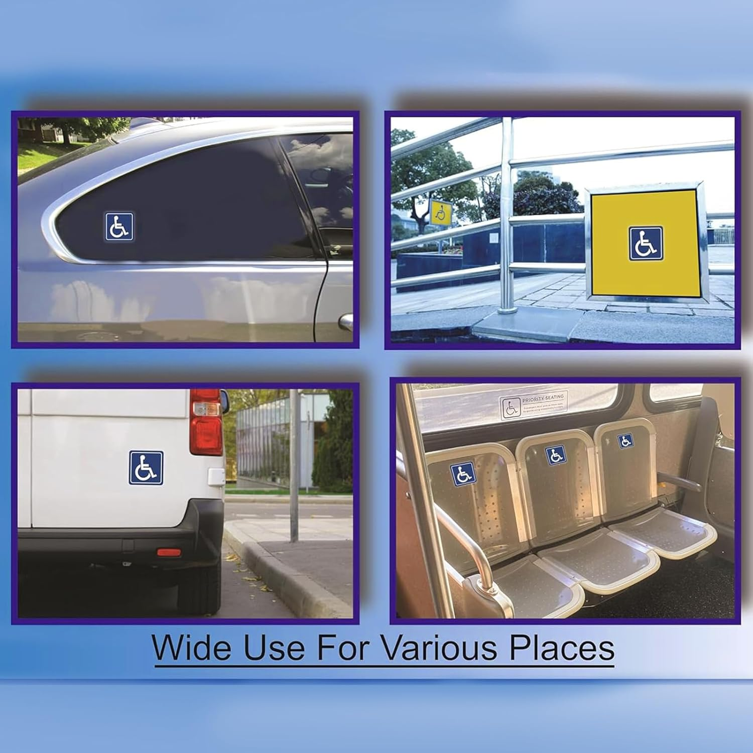 6-Pack Handicap Sign Stickers, ADA Compliant Disabled Wheelchair Symbol, Vinyl Disability Sticker for Window or Glass Door, Easy to Apply & Peel, Indoor/Outdoor Use, 7.6 X 7.6 Cm, Blue image number 6