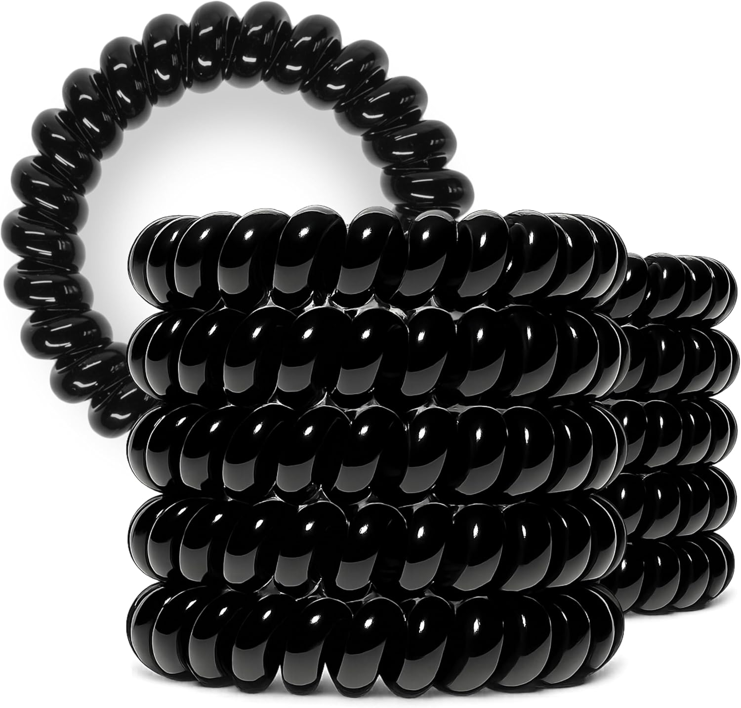 Specora - Spiral Hair Scrunchies Pack of 10-5 Cm TPU Black