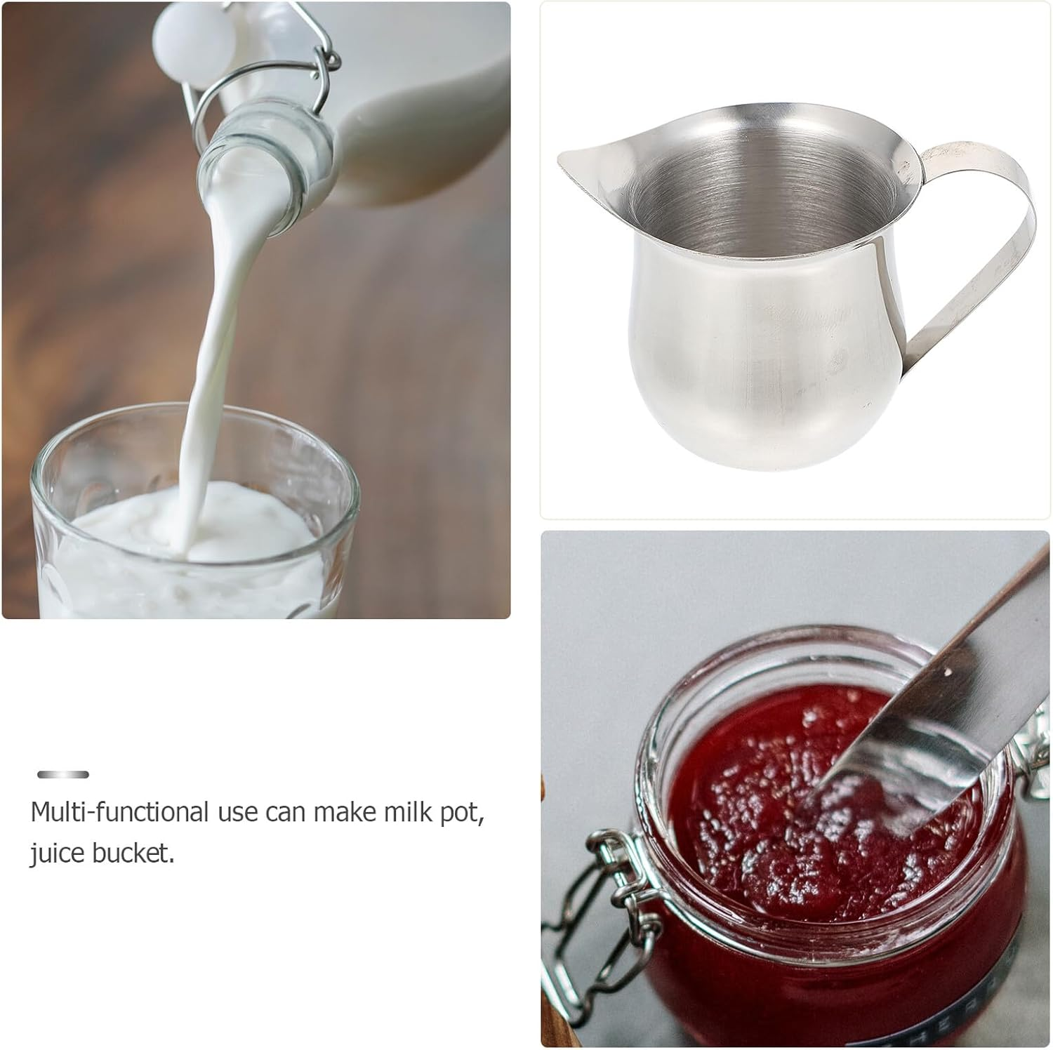 Toyvian Stainless Steel Milk Frothing Pitcher 60Ml (2Oz) Multi-Functional Cream Frothing Cup for Coffee Espresso Home Cafe Use image number 6