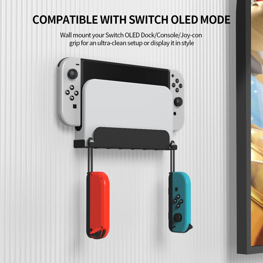 Switch OLED Black Steel Mount,Wall Mount Bracket Compatible with Nintendo Switch and Switch OLED