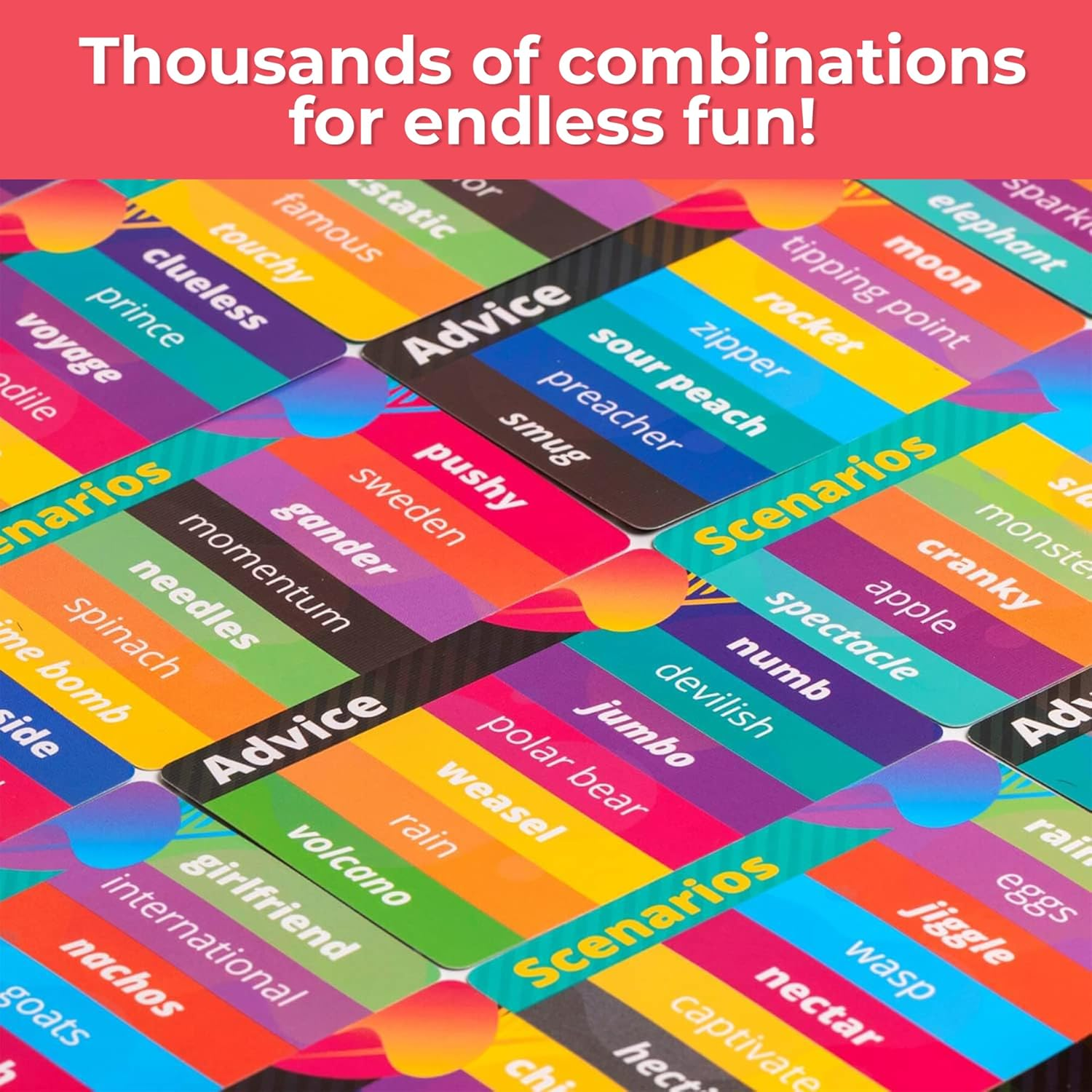 QUOKKA 2 Cents Family-Friendly Comedy Storytelling Game Cards - 60 Funny and Creative Improv Story Card Games - Fun Groups Gathering, Party Activities, Adult Game Night - 3-8 Storyteller Players