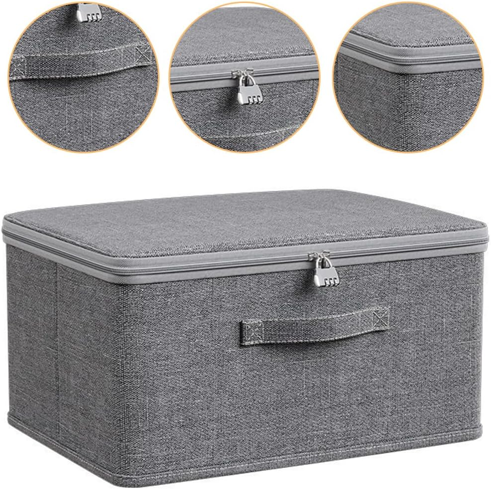 Foldable Cloth Organizer with Lid, Large Grey Fabric Storage Box, Durable & Stylish Storage Solution, Home Organisation Essentials, for Home, Wardrobe, Office image number 5