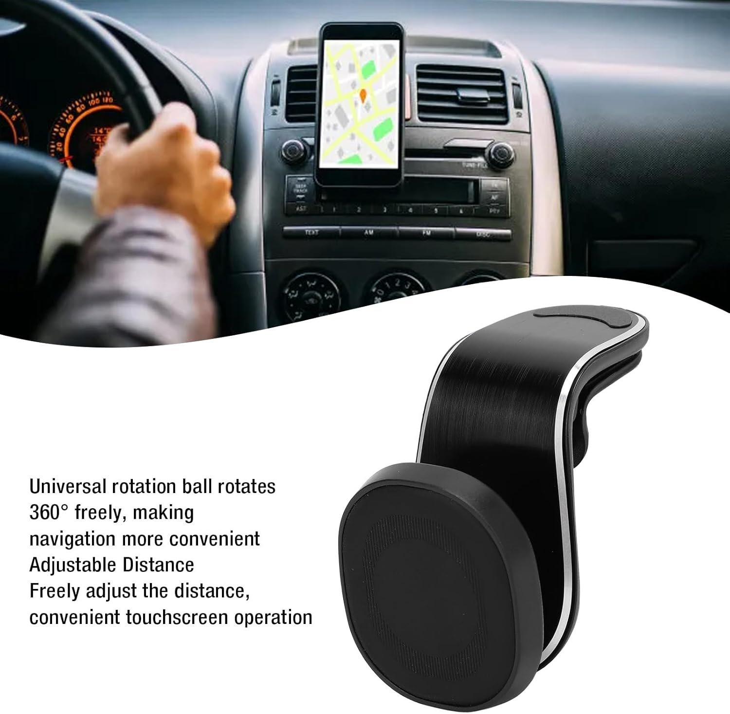 Magnetic Car Phone Holder for Air Vent Mount, Foldable 360&deg; Adjustable Universal Smartphone Holder with Strong Clip for Safe Driving Hands-Free image number 5