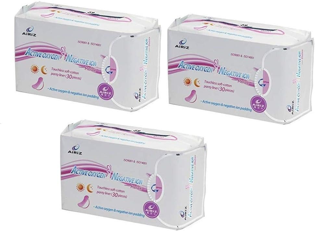 Airiz Active Oxygen and Negative Ion Relax Touchless Soft Cotton Panty Liner -90 Counts (Pack of 3) image number 3