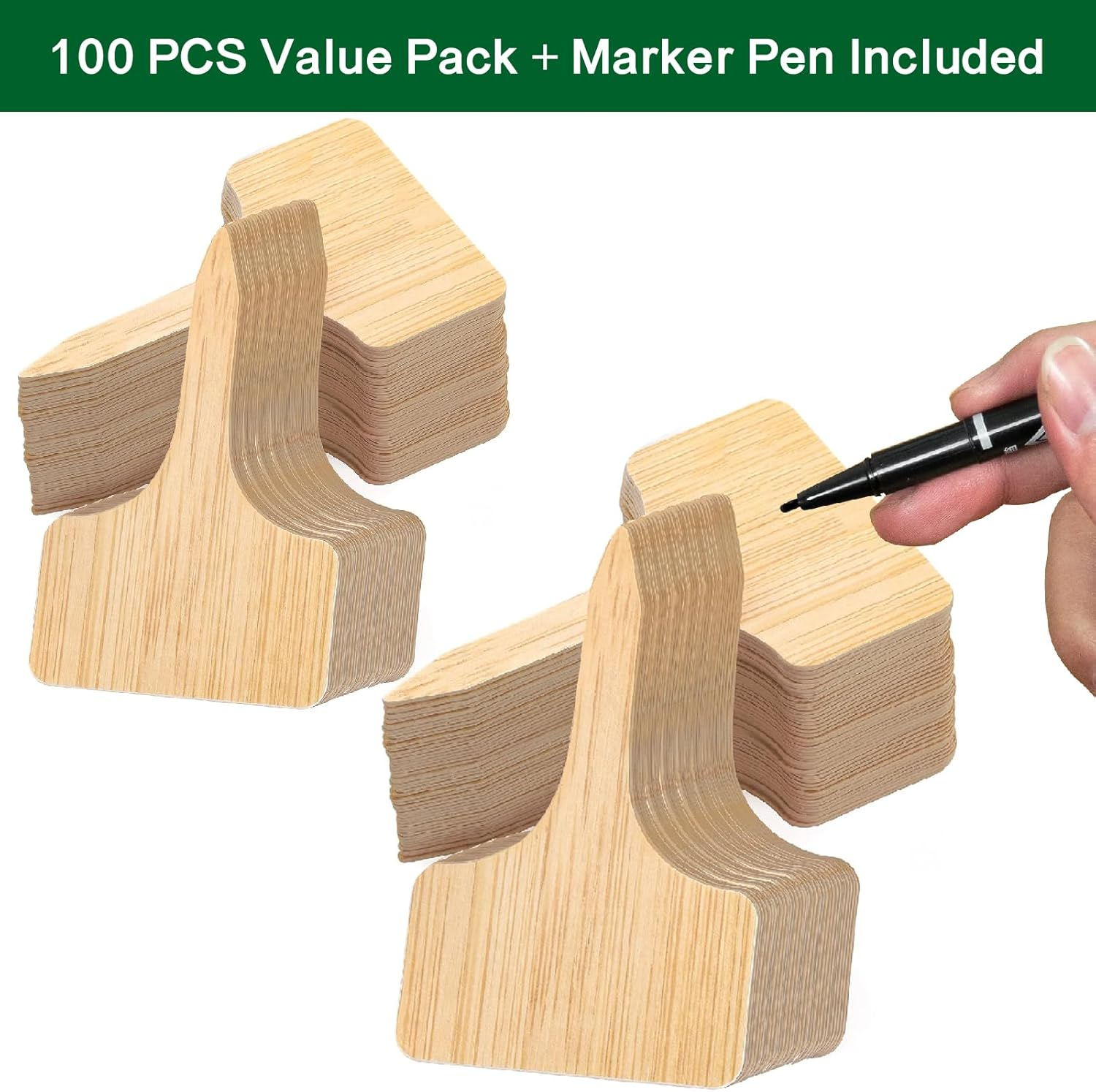 Plant Labels 100 PCS Bamboo-Pattern PVC Garden Tags with Marker Pen, Waterproof T-Type Plant Label Stakes for Outdoor Plants, Seedlings, Herbs & Vegetables &ndash; Verdantvibes image number 4