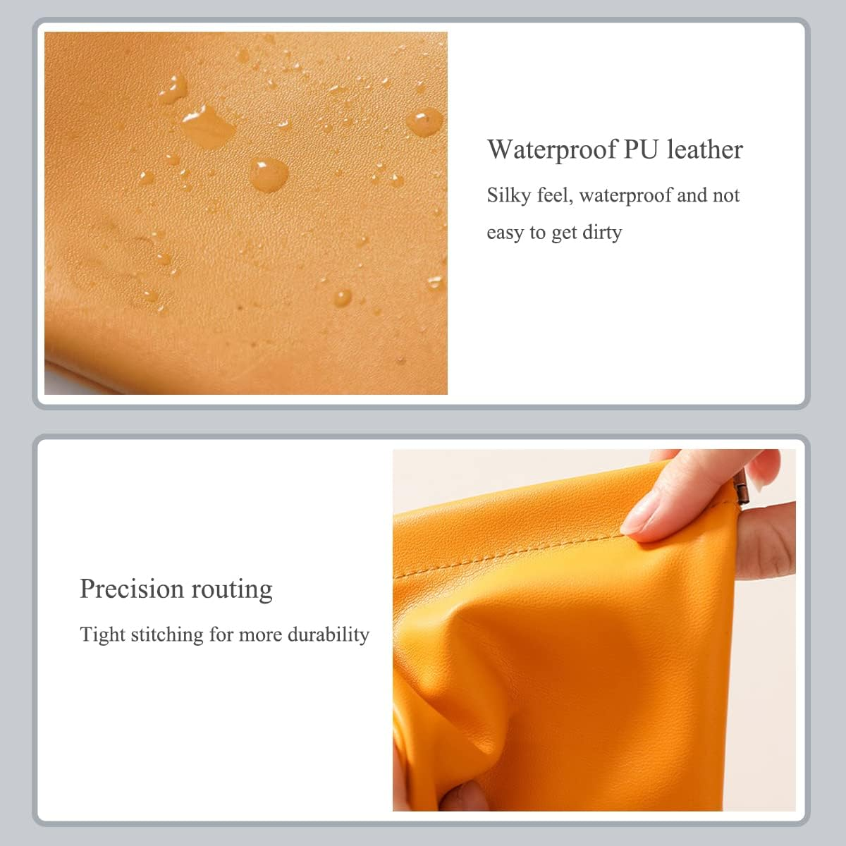 ALUXY Pocket Cosmetic Bag, Waterproof Leather No Zipper Self-Closing Portable Travel Makeup Pouch, A, Modern and Simple