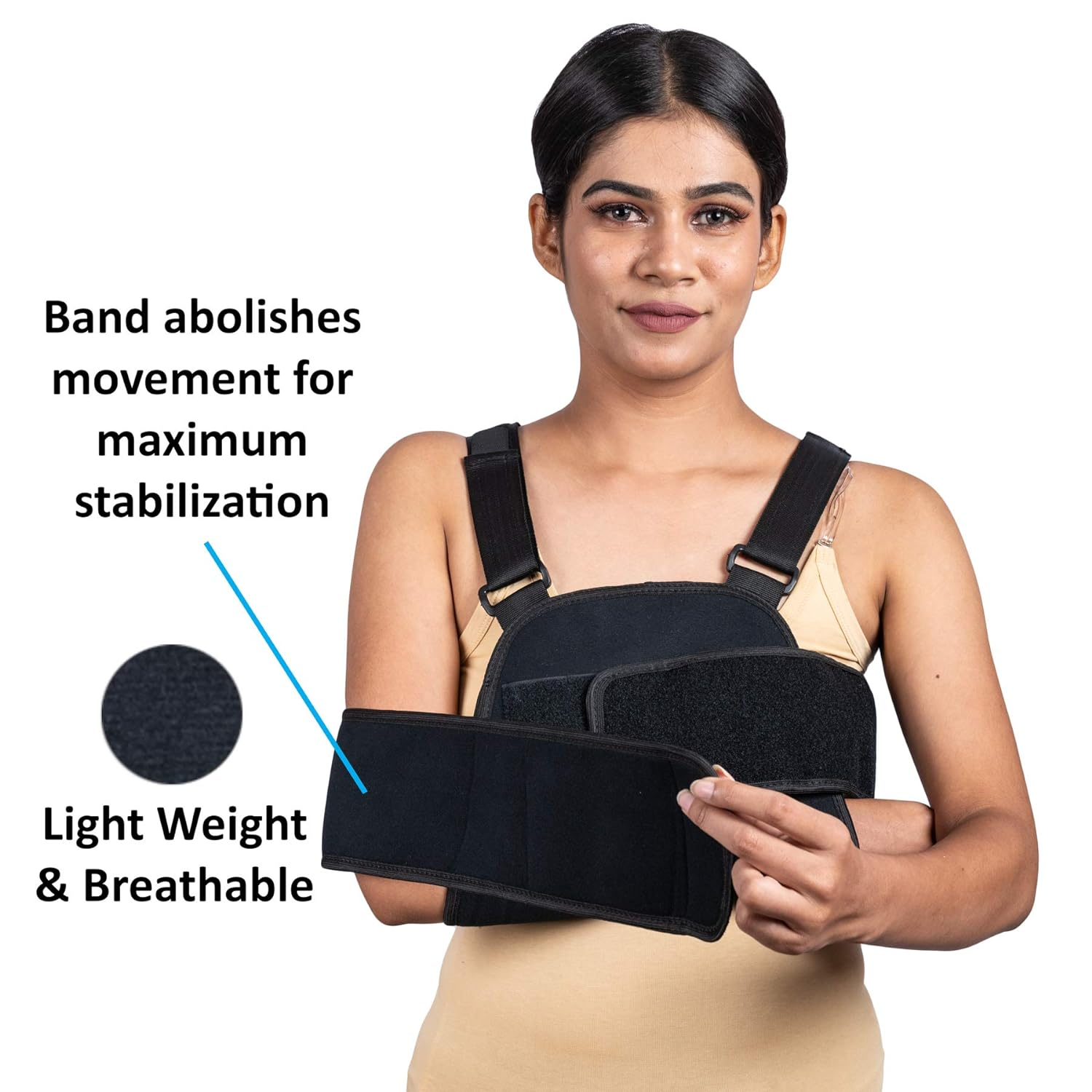 WC Arm Sling Shoulder Brace - Best Fully Adjustable Rotator Cuff and Elbow Support Sling -Includes Immobilizer Band for Quick Recovery -For Men and Women Shoulder Support Special("42-54") image number 2