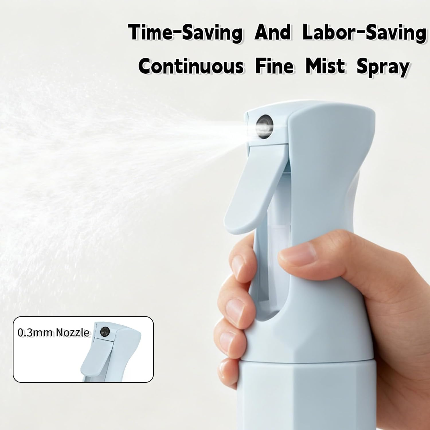 Spray Bottle for Hair, Continuous Spray Bottle, Blue Ultra Fine Mist 6.8Oz 200ML Hair Spray Bottle for Hair, Salons, Barber, Plants, Skin Care, Cleaning image number 4