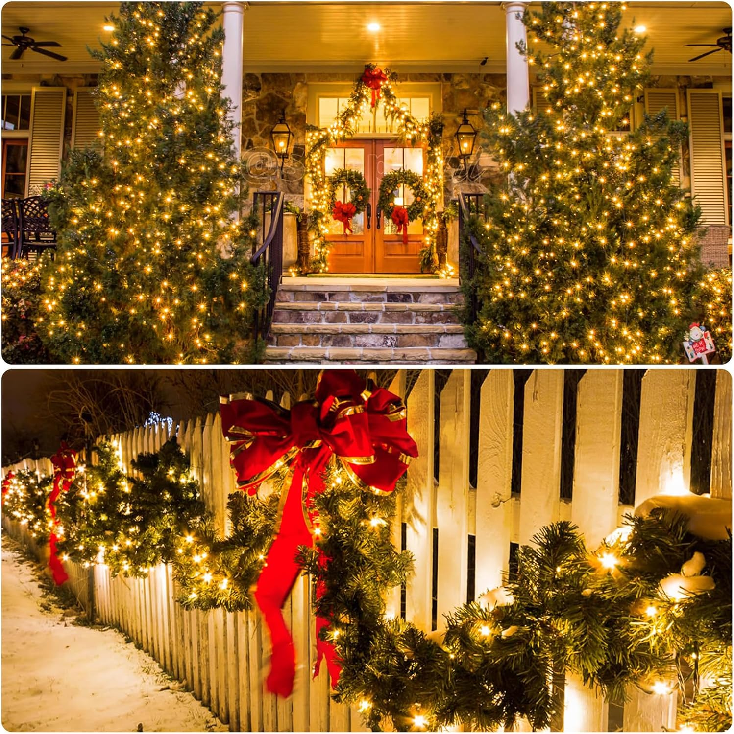 Solar String Lights for Outdoor, 12M 100 LED Christmas Solar String Lights with 8 Lighting Modes, IP65 Waterproof Solar Lights Outdoor, Solar Lights for outside Tree Party Decor, Warm White image number 2