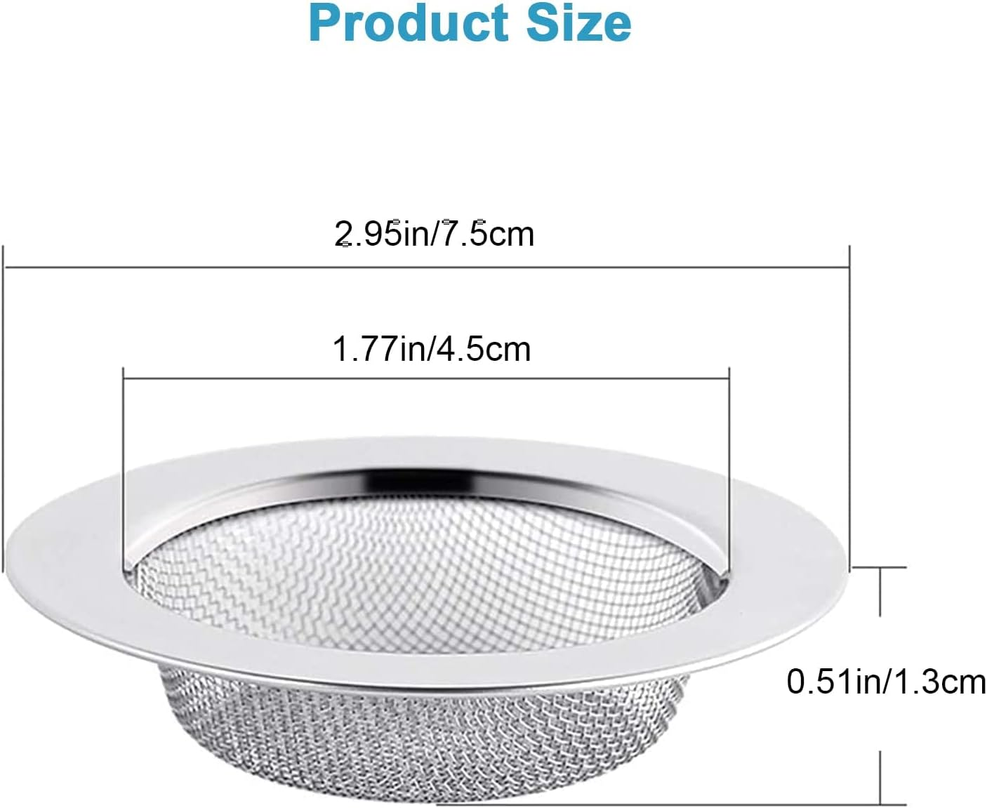 Drainage Filter, 75Mm Stainless Steel Sink Filter, 2 Pcs Fine Mesh Sink Strainer for Kitchen Bathrooms image number 1