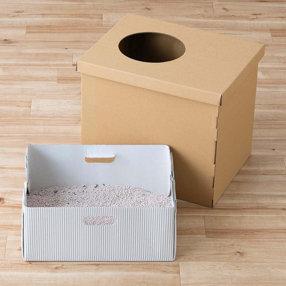 Iris Ohyama PUDNT-430 Cat Toilet, Cardboard Cat Toilet from Above image number 2