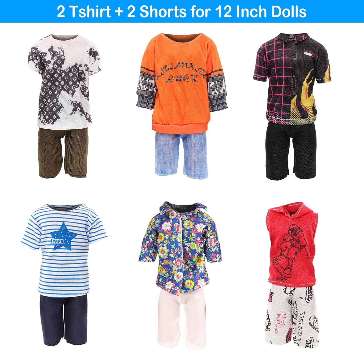 Barwa 6 Clothes Suits + 1 PCS Pants + 5 PCS Shoes + 5 Accessories for 12 Inch 32 Cm Doll image number 6