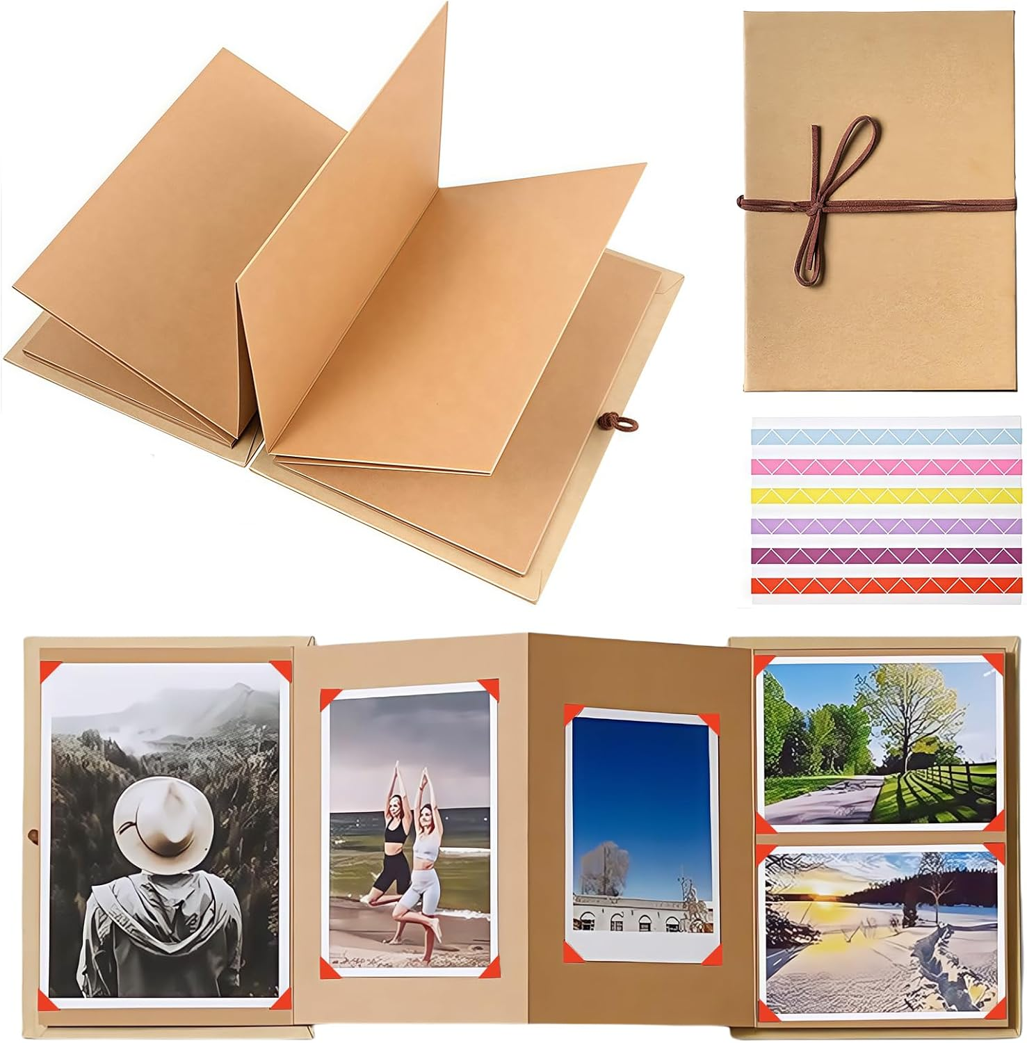 Blank Book for Gluing, 12 X 18 Cm Kraft Paper Hardcover Photo Albums, Small Photo Book for Gluing, Foldable Album, Photo Album for Birthday Gift, Graduation, Wedding, Graduation (34 Pages)