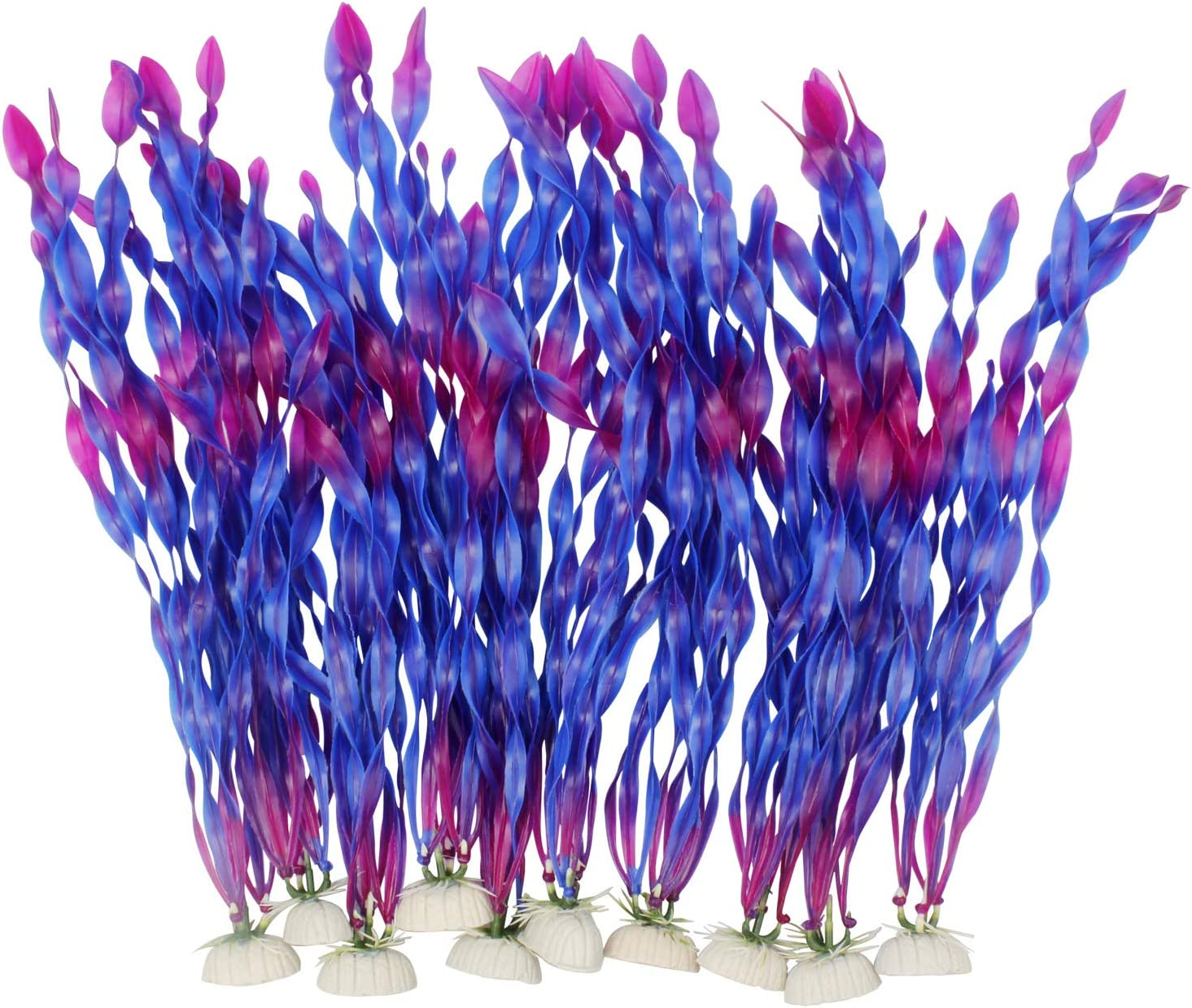 Mylifeunit Artificial Seaweed Water Plants for Aquarium, Plastic Fish Tank Plant Decorations 10 PCS (Purple)