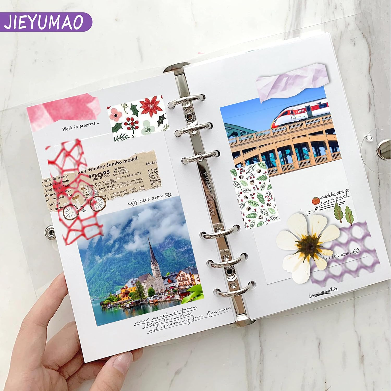 JIEYUMAO 69 Sheets Handmade Scrapbook Paper, 2 Sizes Textured Scrapbook Paper and Mesh Fabric Assorted Set, Multicolor Textured Paper Assorted Set Mixed Special Paper for DIY Craft image number 1