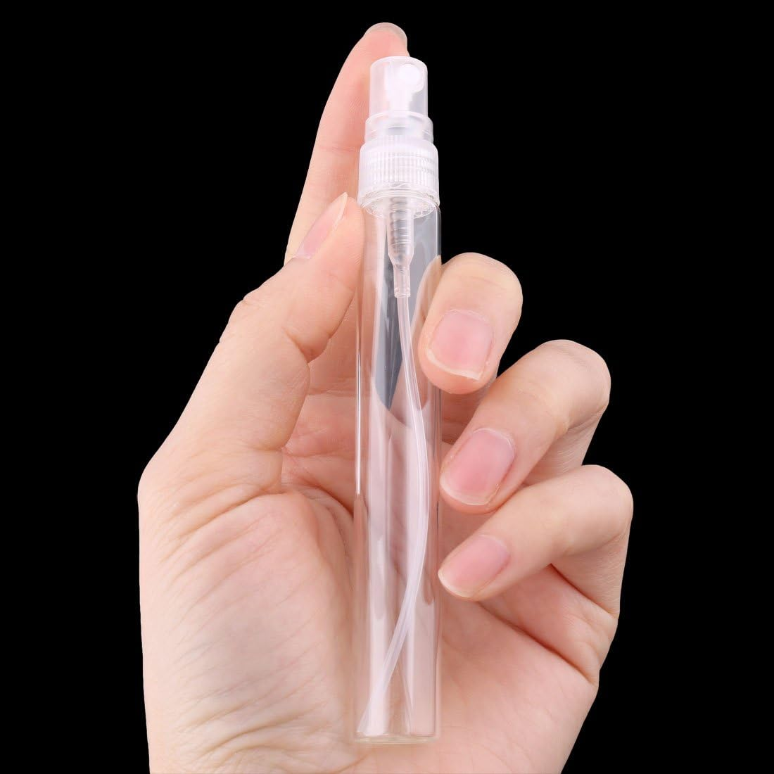 Ruilogod Glass Cylinder Shape Travel Makeup Perfume Thing Spray Bottle 10Ml 4 PCS Clear