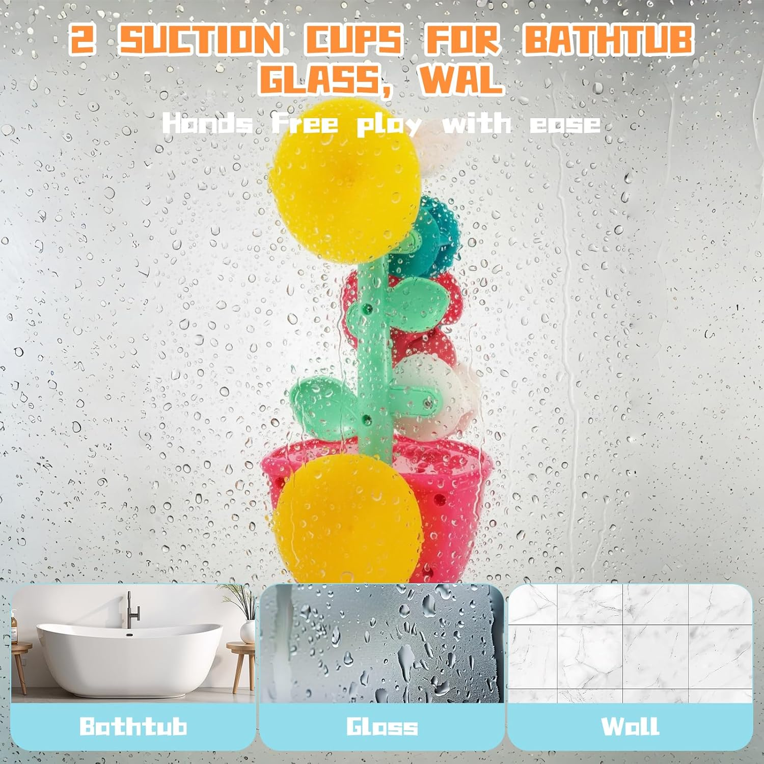 Baby Bath Toys - Sun Shower Spinner for Toddlers 1-3 ,Toddler Bathtub Suction Water Spinner Gear,Safe, Colorful & Interactive Bathtub Toys for Boys Girls