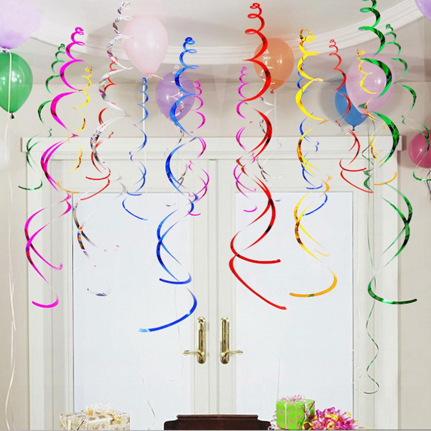 Black 40 Party Swirl Birthday Decorations-Foil Ceiling Hanging Swirl for 40Th Birthday Party Decorations 40Th Anniversary - Pack of 20 image number 4