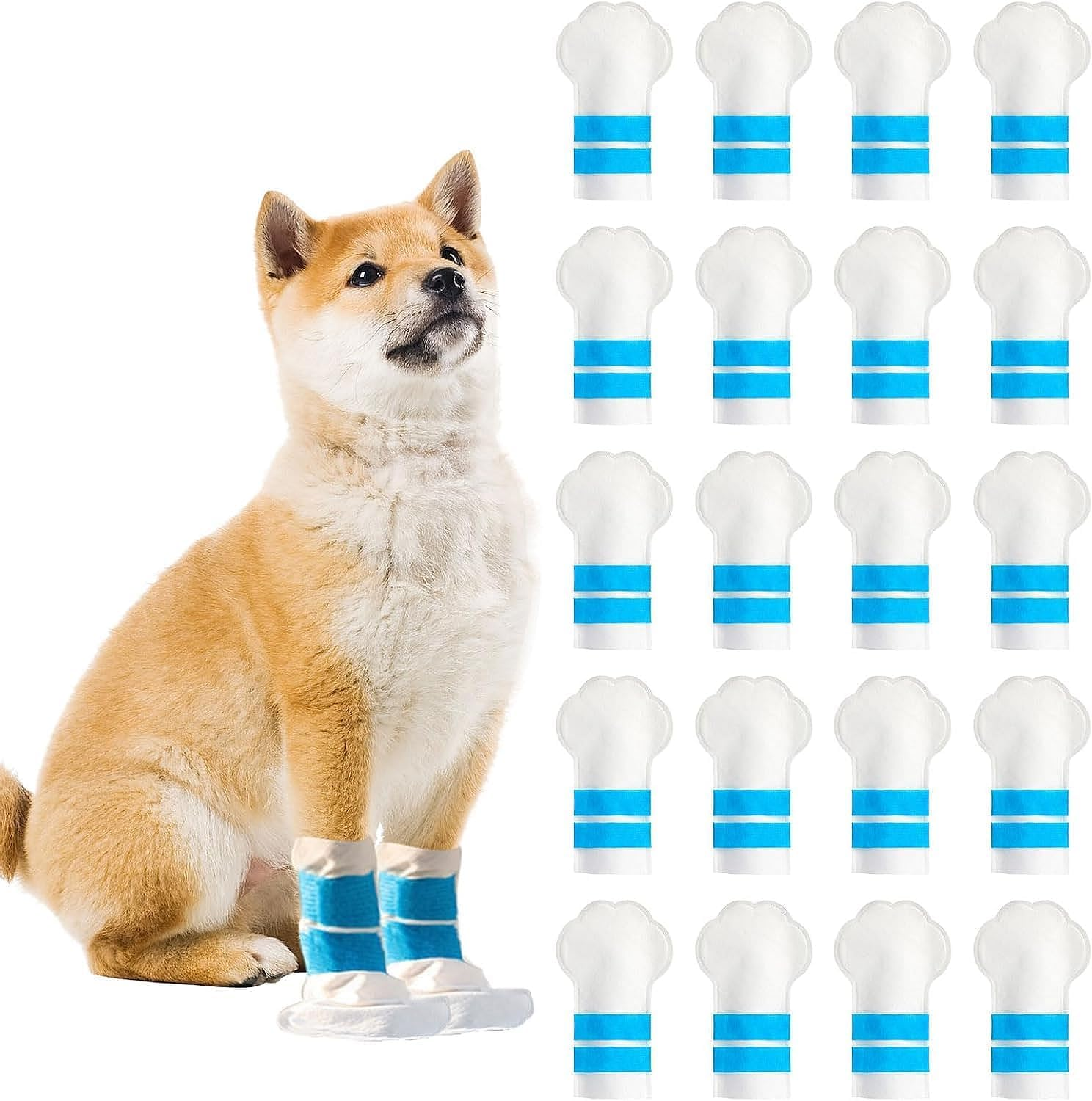 20 Disposable Dog Protection Shoes (15-40KG for Medium and Large Dogs), Pet Shoes with Adjustable Adhesive Straps, Dog Boots and Paws, Outdoor and Indoor Walking Feet for Dogs (L) image number 3