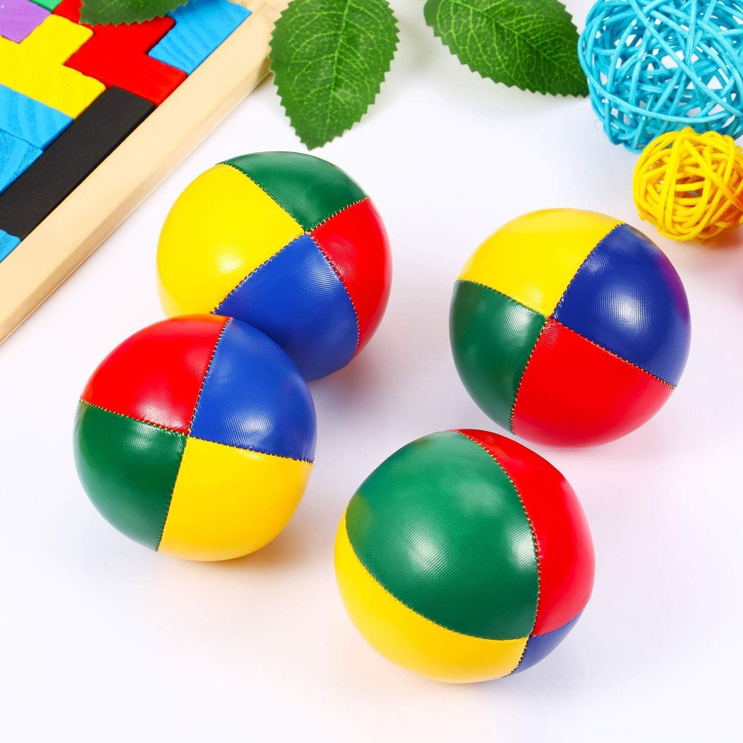 4 Pieces Juggling Balls for Beginners, Mini Juggling Kit, Soft Easy, Multicolor Durable Juggle Balls image number 1