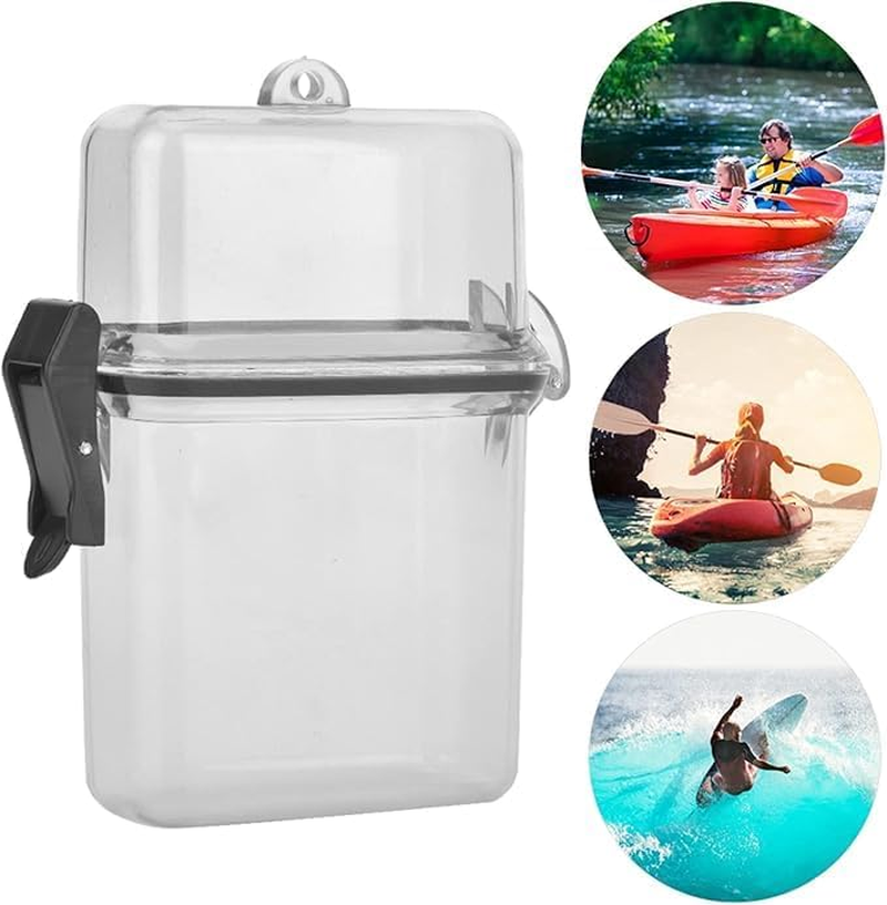 2PCS Waterproof Dry Box, Portable Transparent Small Waterproof Case, Plastic Floating Watertight Case with Rope for Kayak,Surfing,Hiking,Riding,Outdoor Products Fishing Box image number 2