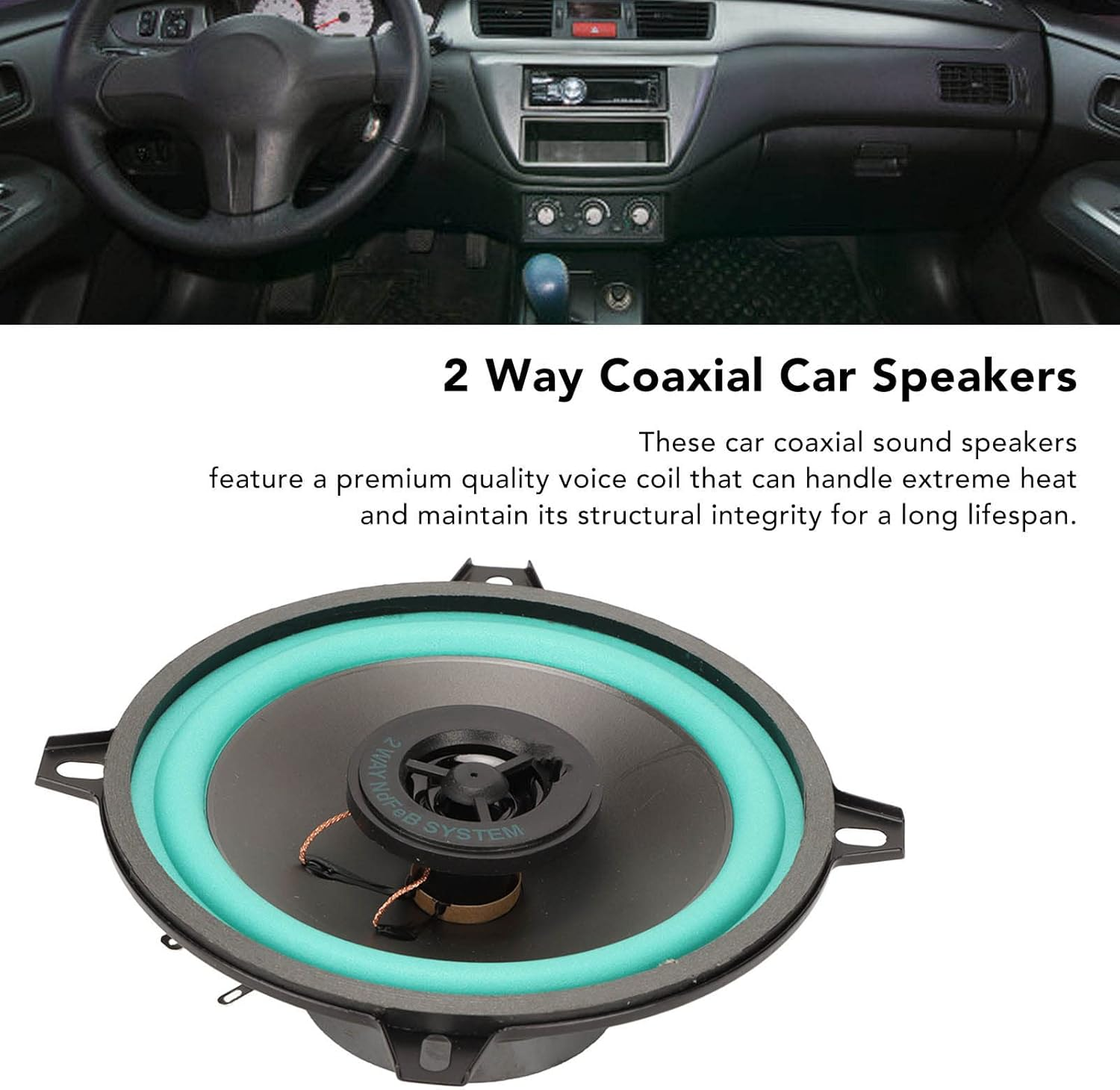 100W Mid Range High Sensitivity 5 Inch 2 Way Coaxial Car Sound Speaker, Stereo, High Power, Unique Design, Compatible with All Car Sound Systems