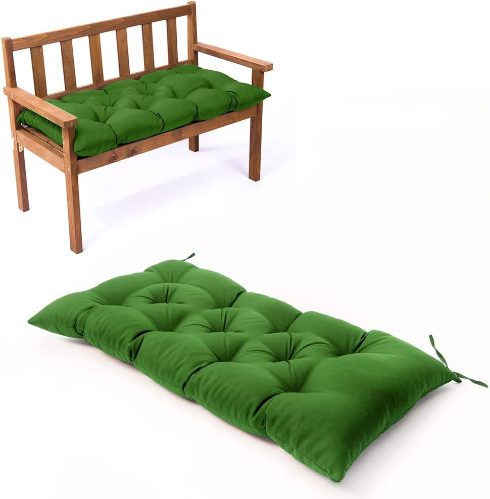 MOONASE Indoor/Outdoor Bench Cushion Patio Furniture Chair Cushion Tufted Lounger Seat Cushions with Ties for Patio Garden (39.4 X 19.7 Inch, Navy)