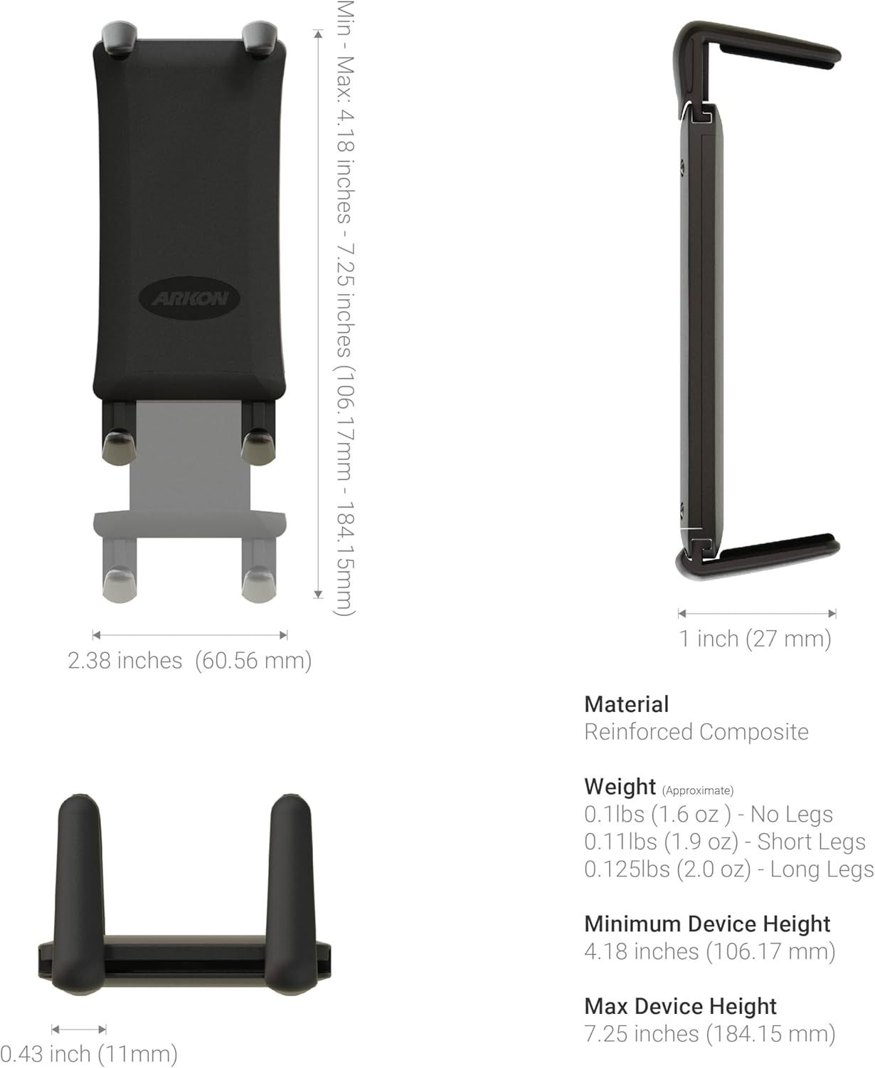 Arkon Car Mount for Universal - Black - SM679 image number 3