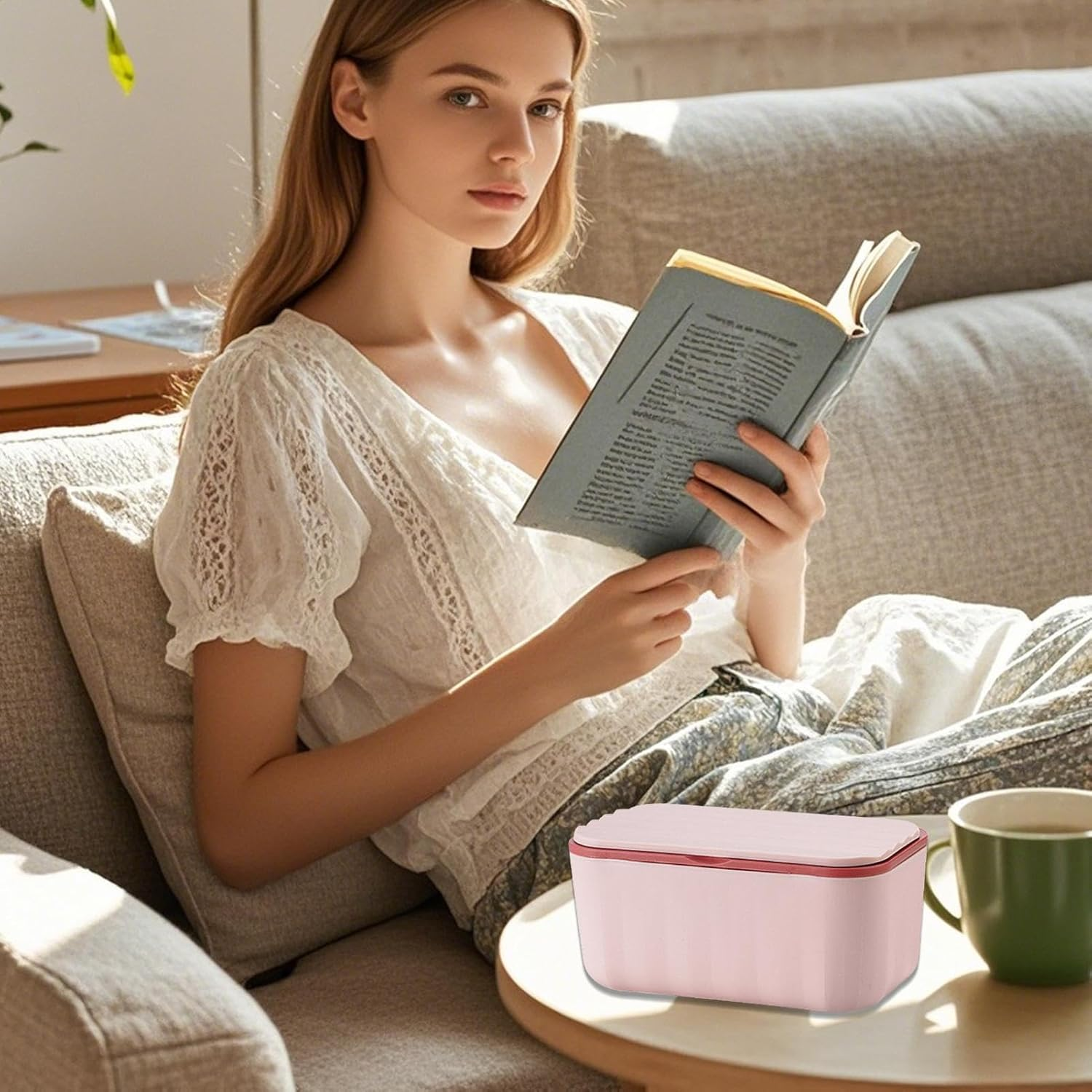 Baby Wipes Box - Paper Holder Case for Bathroom | Reusable Dustproof Wipes Tissue Dispenser for Toilet Makeup Bathroom Travel Car Kitchen Nursery Table Organization - Green image number 5