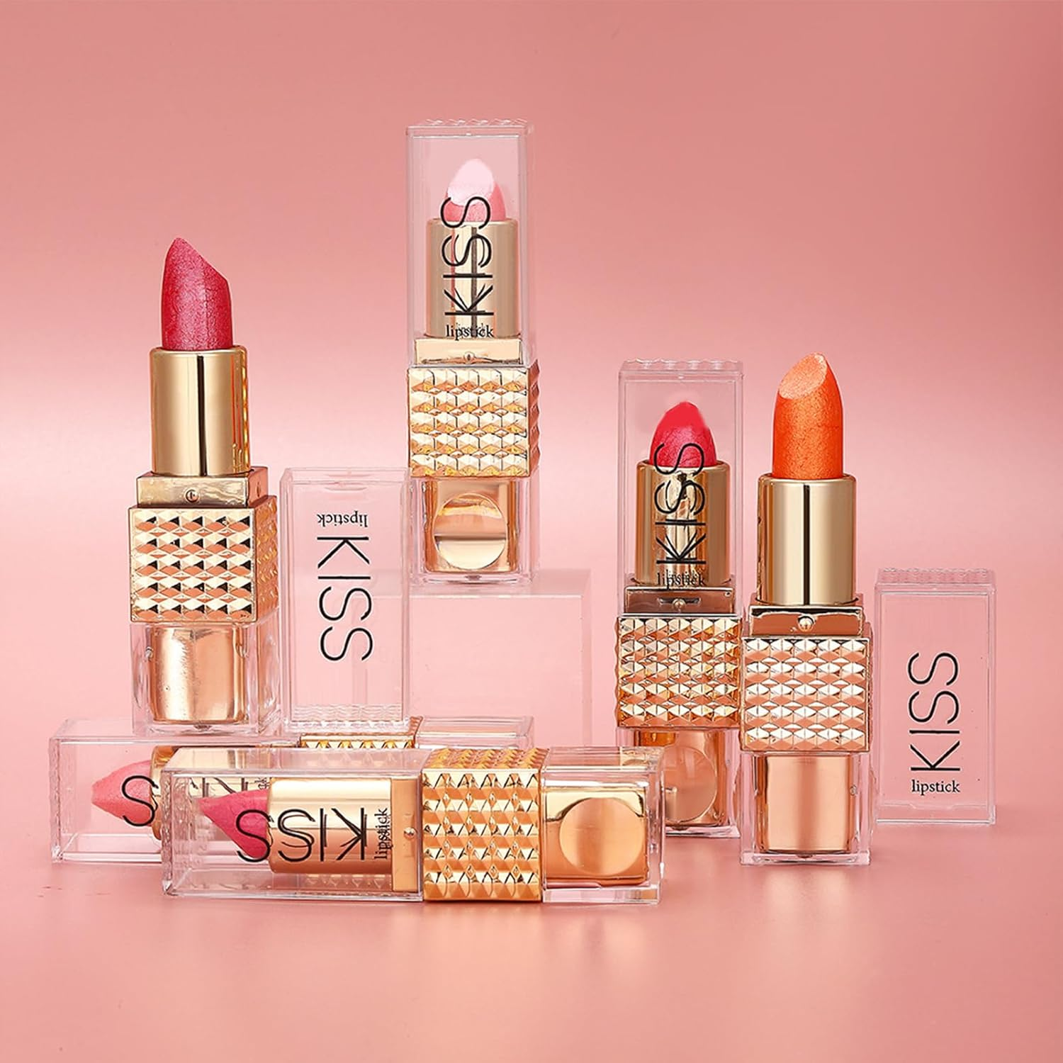 Shimmer Lipstick - Shimmer Matte Lipstick Set,Long-Lasting Hydrating Makeup Lip Sticks for Party Wedding Bridal Everyday Use by Girls and Women image number 5