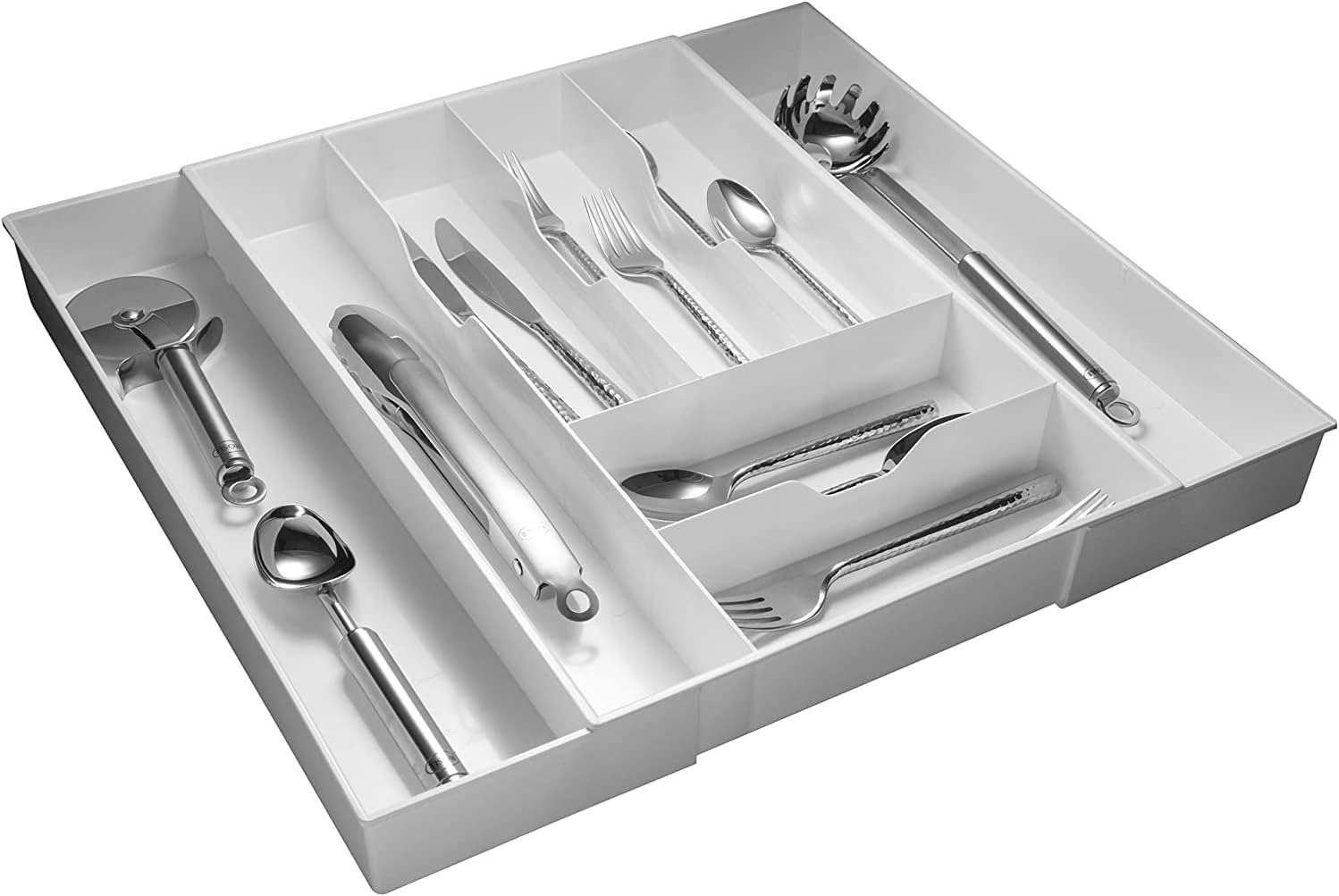 Dial Industries Expand-A-Drawer Cutlery Tray, White, Extra Wide image number 1