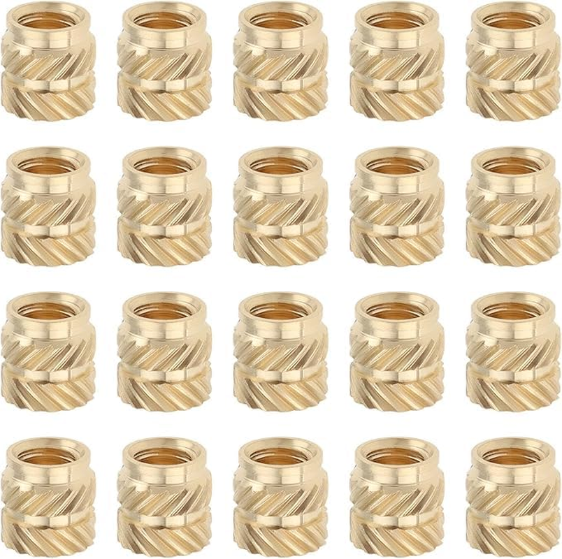 50PCS Knurled Nuts M4 X 6Mm L X 6Mm OD M4 Threaded Insert Knurled Brass Nuts for 3D Printing Parts (M4*6 * 6)