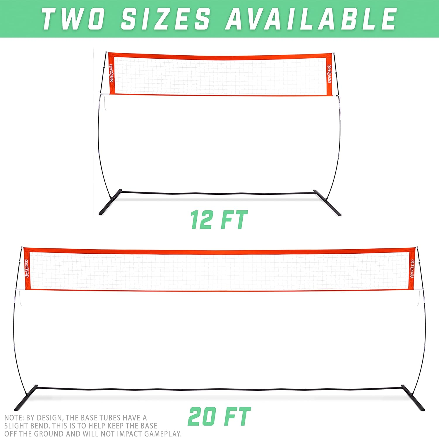 Gosports Freestanding Volleyball Training Net for Indoor or Outdoor Use - Instant Setup and Height Adjustable - 12 Ft or 20 Ft Sizes