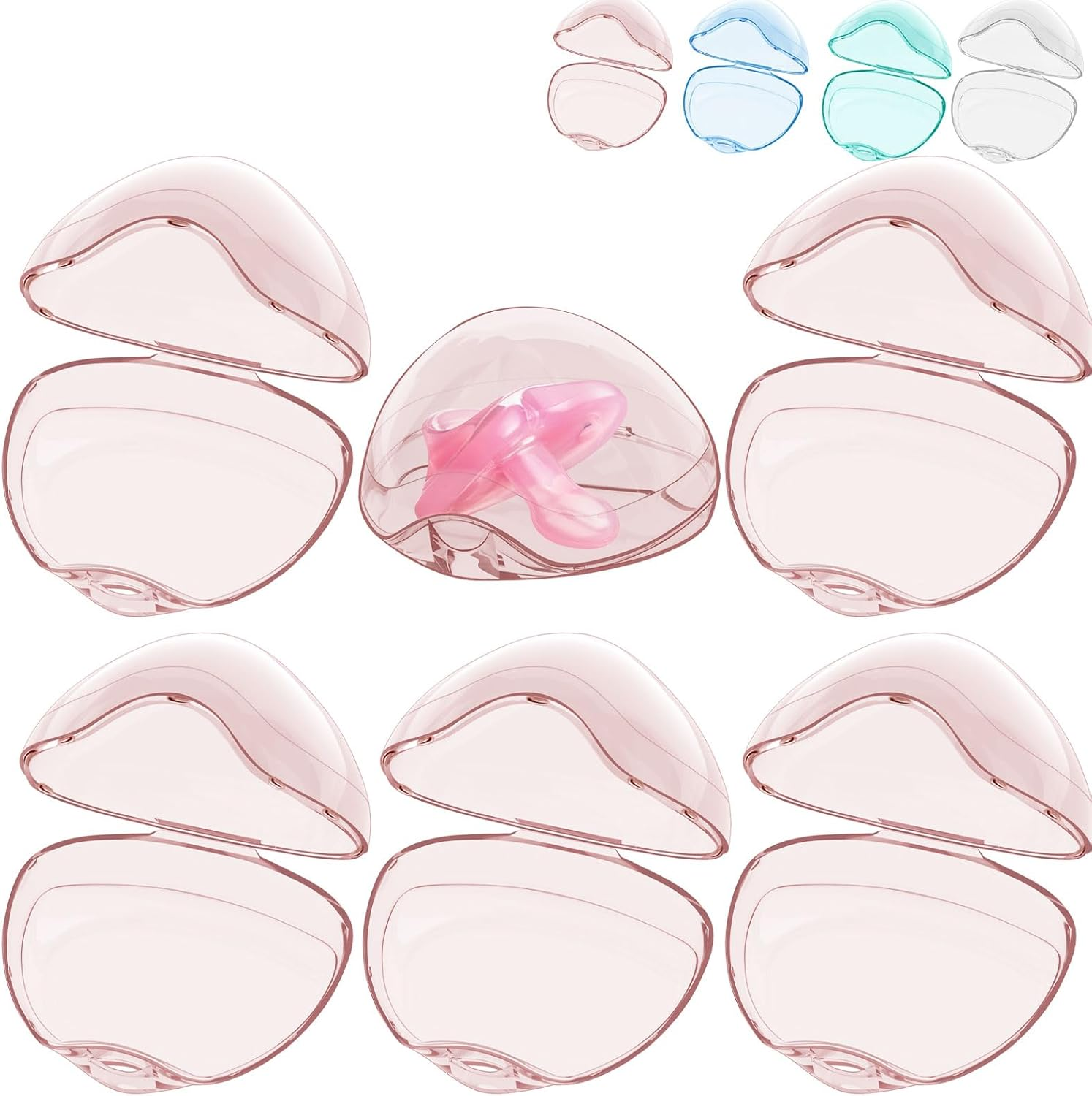 Smlpuame Pacifier Case,4 Pack BPA Free Pacifier Holder Case,Transparent Container Box for Baby Binky（Not Included,Essential Pacifier Accessories,Alway Keep Paci Clean,Easy to Clean(Pink)